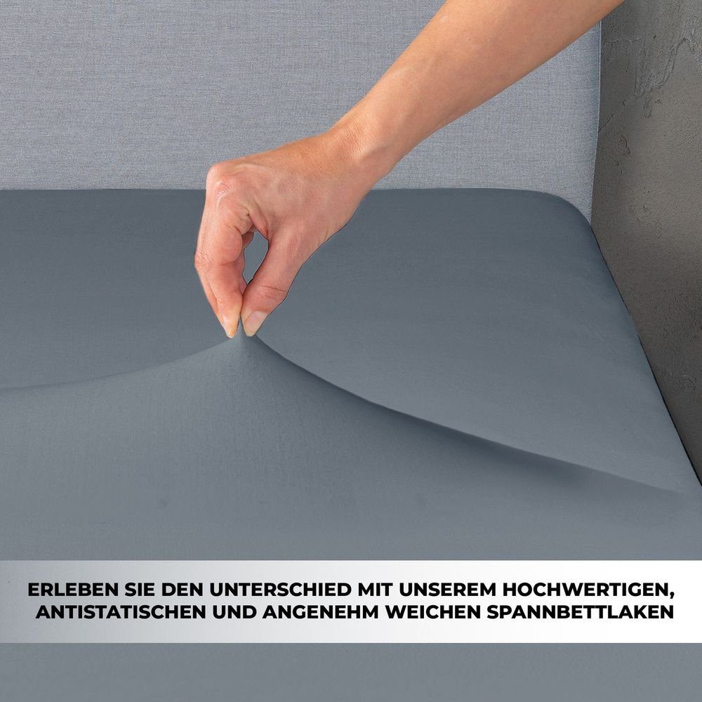 Malika Spannbettlaken Jersey aus 100% Baumwolle, Baumwolle, Gummizug: Rundum, (1 Stück), pflegeleicht und atmungsaktiv, verschiedene Größen und Farben