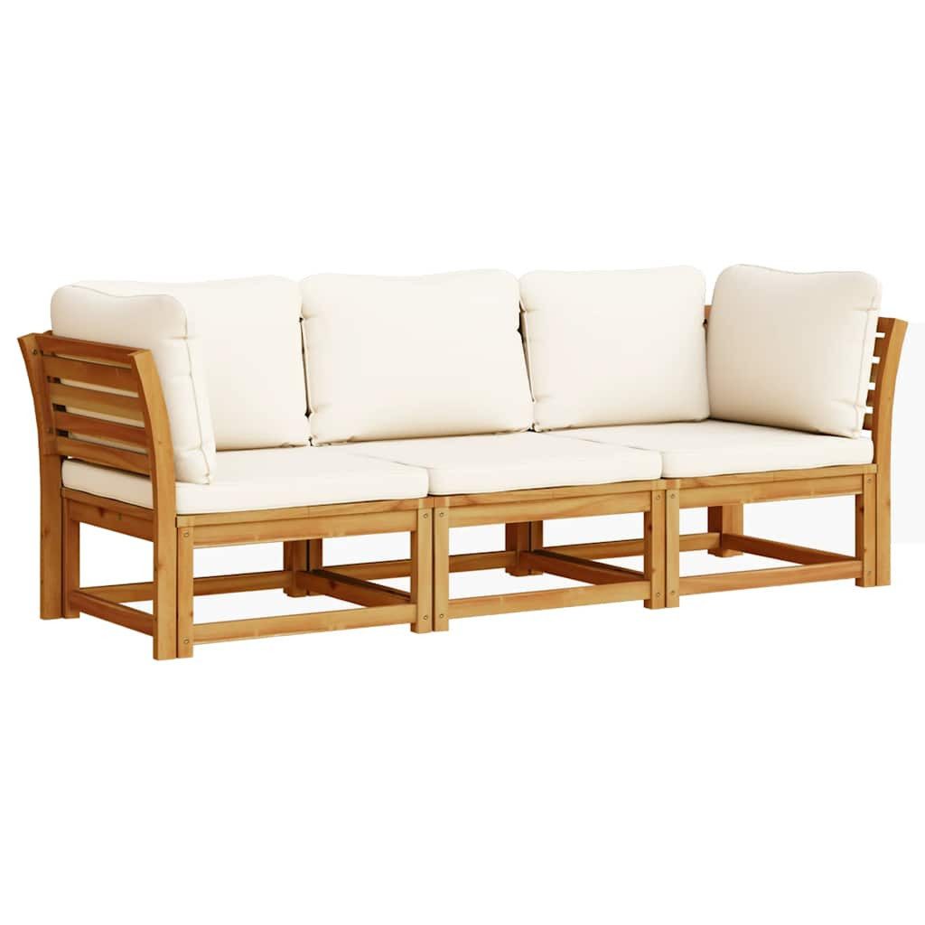 vidaXL Sofaelement 3-tlg. Garten-Lounge-Set mit Kissen Massivholz (1 St)