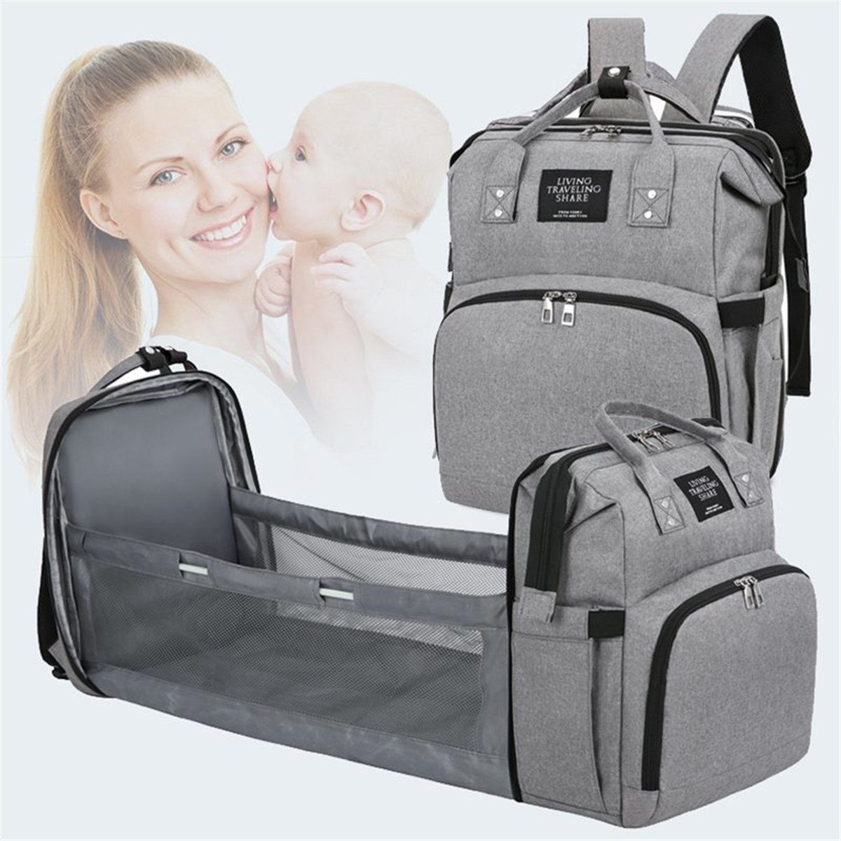 Handtasche Wickeltasche für Babys verstellbarer Schulterriemen Multifunktional große Kapazität große Schultertasche 