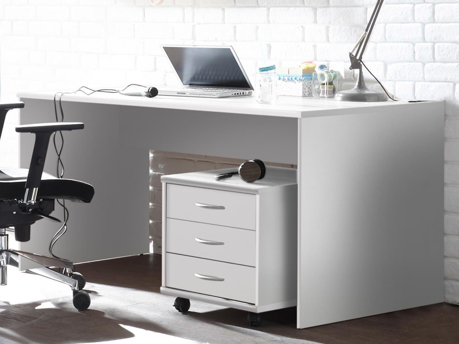 Höhe Moderner Schreibtisch möbelando Breite Olli, 75 Spanplatte Weiß. aus in cm cm, cm, 150 Tiefe 75 Schreibtisch
