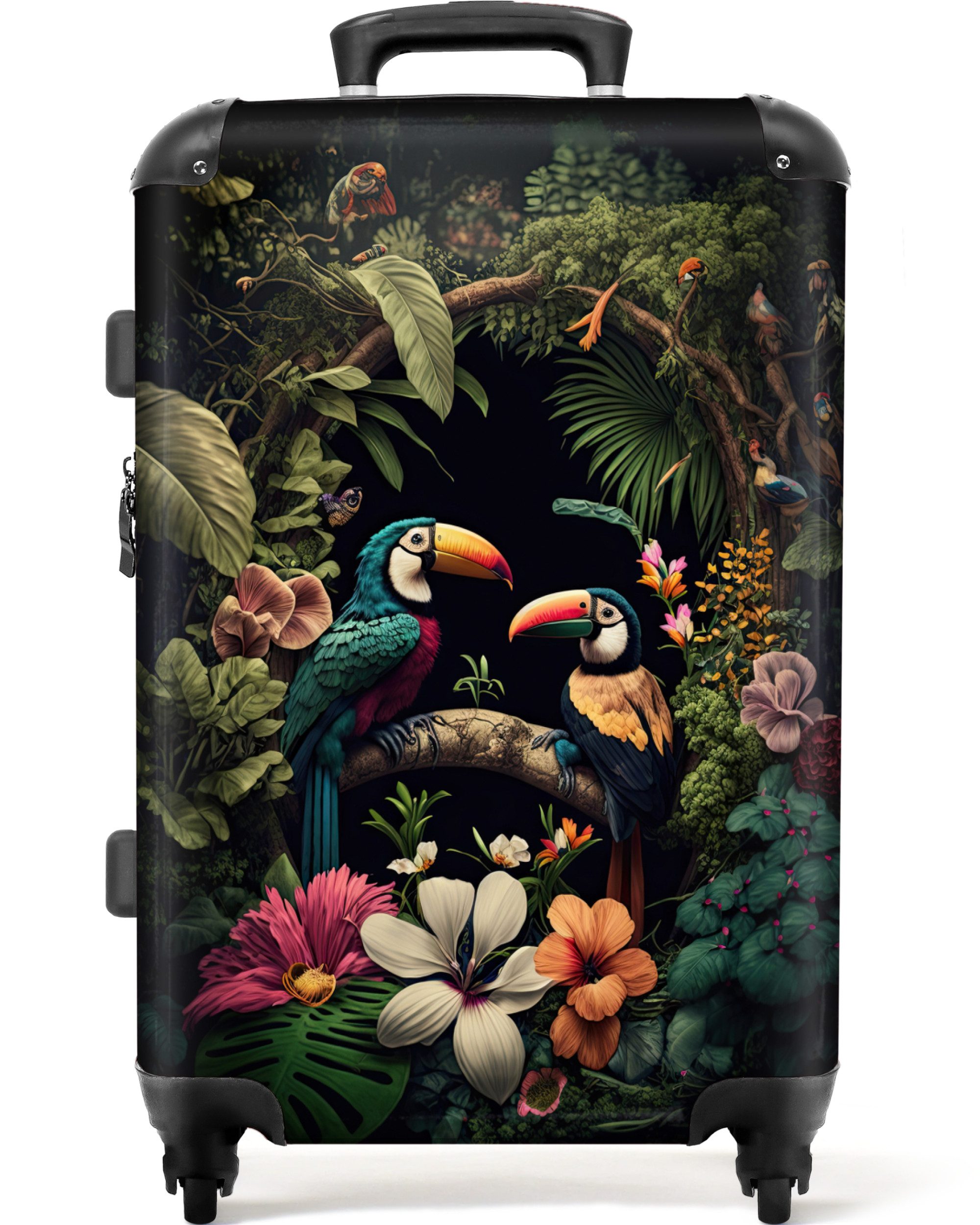 NoBoringSuitcases.com© Hartschalen-Trolley Vogel - Blumen - günstig online kaufen