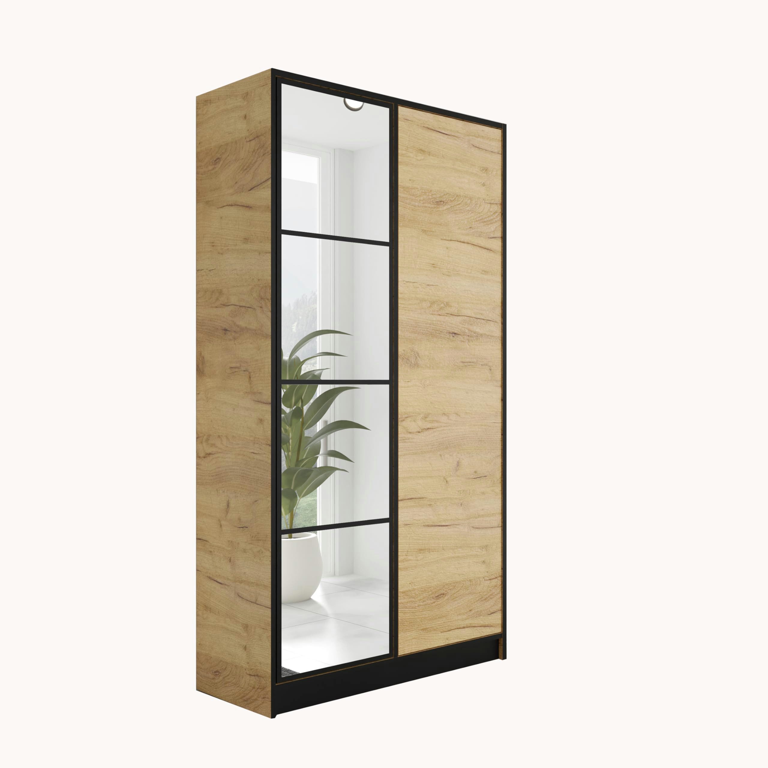 KIER FURNITURE Drehtürenschrank Kleiderschrank mit Spiegel - Schrank Schlaf günstig online kaufen