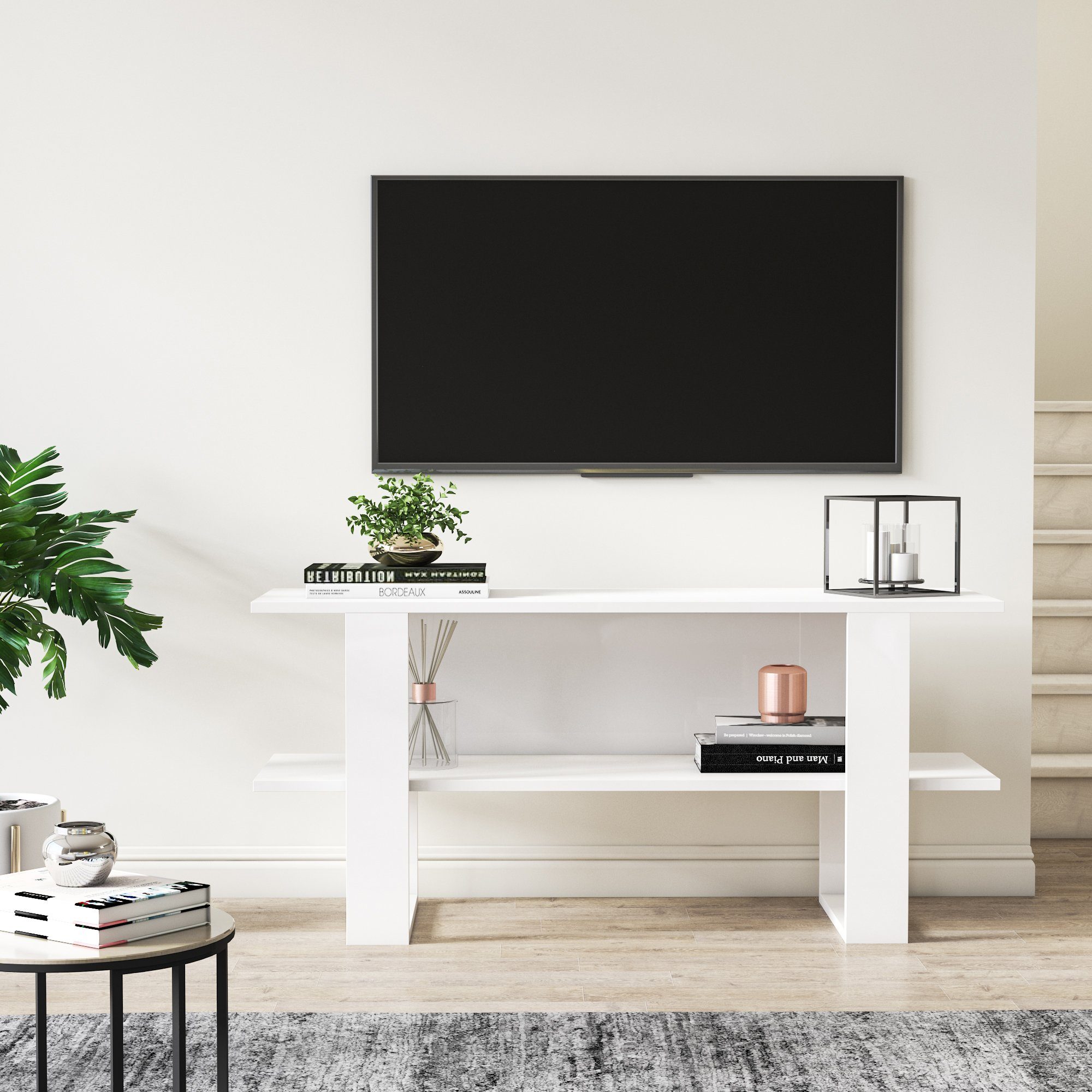 Minimadecor TV-Schrank CORNELLIA TV STAND - HIGH GLOSS WHITE 120 cm x 35cm x 55 cm