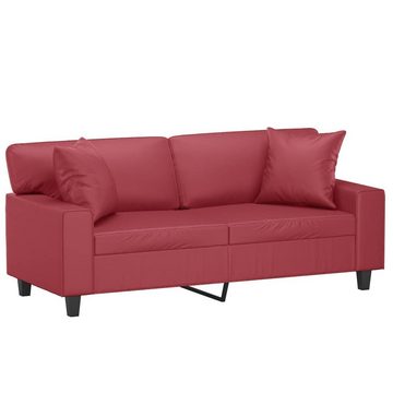 vidaXL Sofa 2-Sitzer-Sofa mit Zierkissen Weinrot 140 cm Kunstleder
