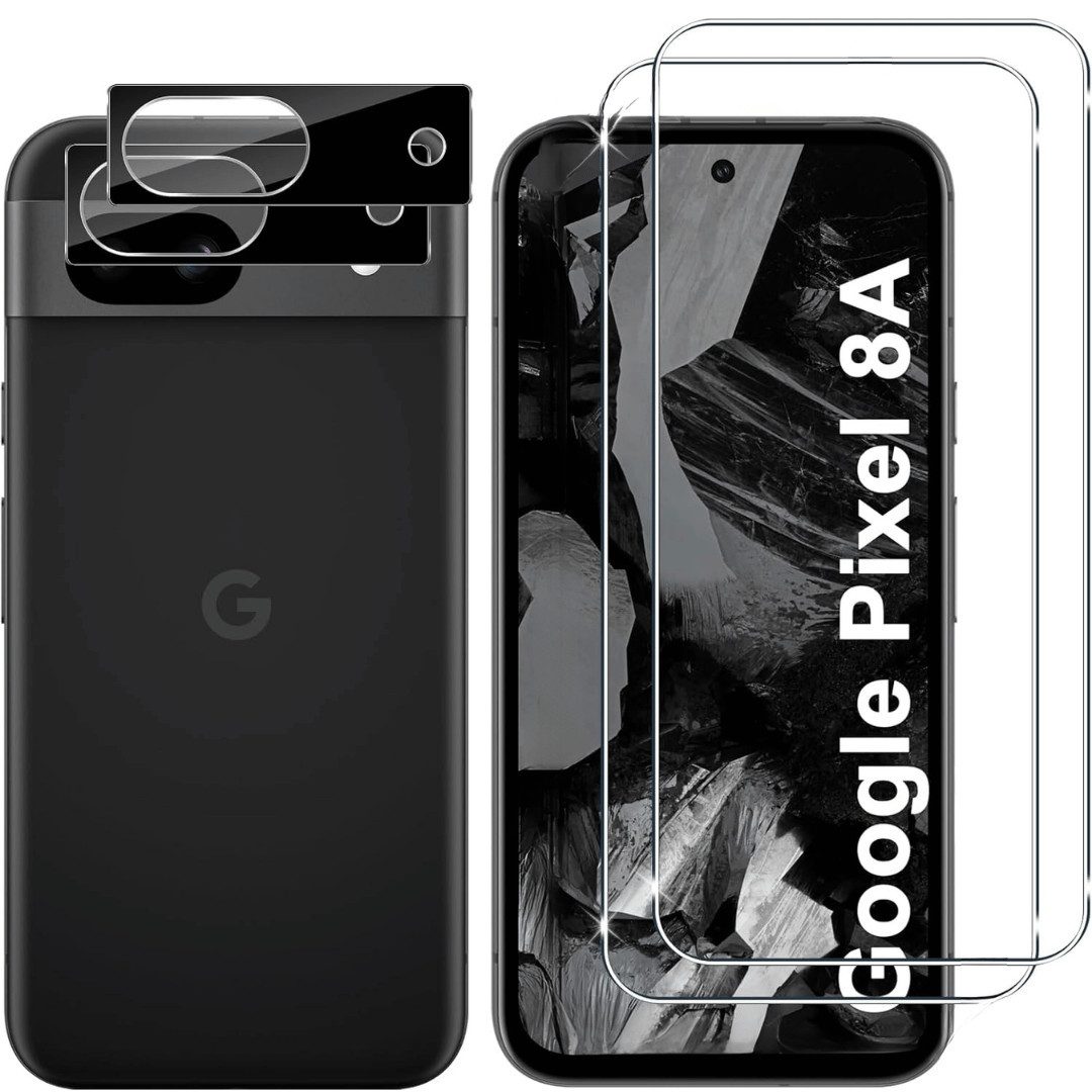 SmartUP Displayschutzglas 2X Schutzglas für Google Pixel 8A Panzerfolie Display Kamera Full 9H für Für Google Pixel 8A, kompletter Rundumschutz