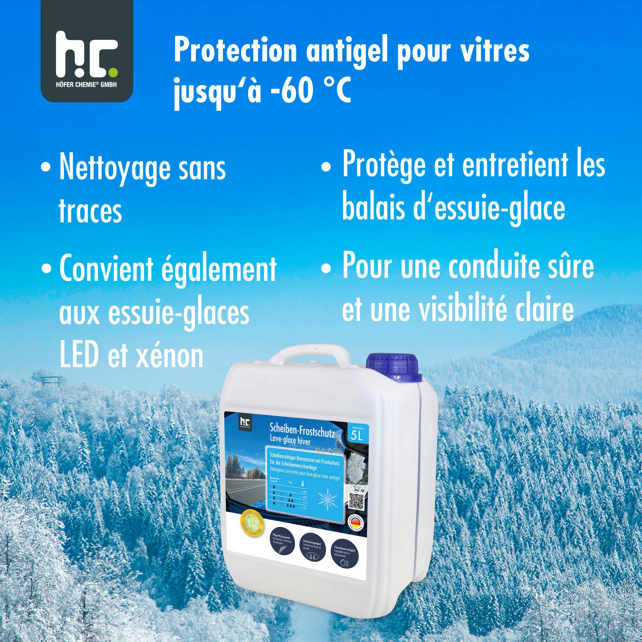 Höfer Chemie GmbH 5 L Premium Scheiben Frostschutz -60 Grad Konzentrat Scheibenreiniger (Hochwirksamer Schutz vor Eis und Frost)