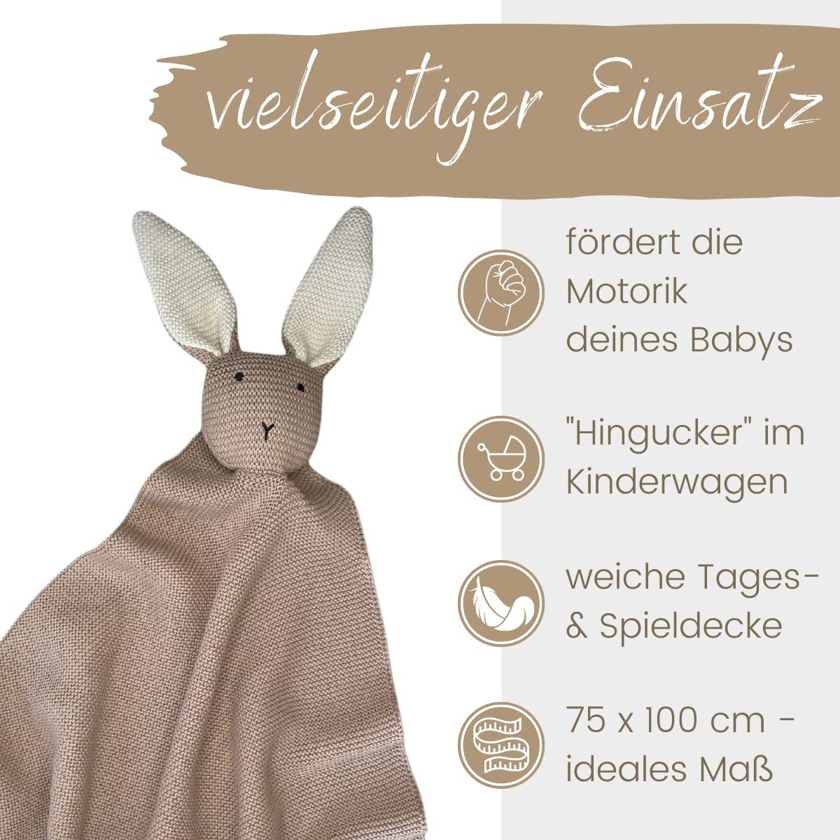 Babydecke DIKOS® Babydecke SCHMUSE-HASE Baby Geschenk Mädchen Junge Geschenkset, DIKOS, Geschenk zur Geburt, PREMIUM Qualität, 100 % BIO Baumwolle, nachhaltig – Bild 5 von 5