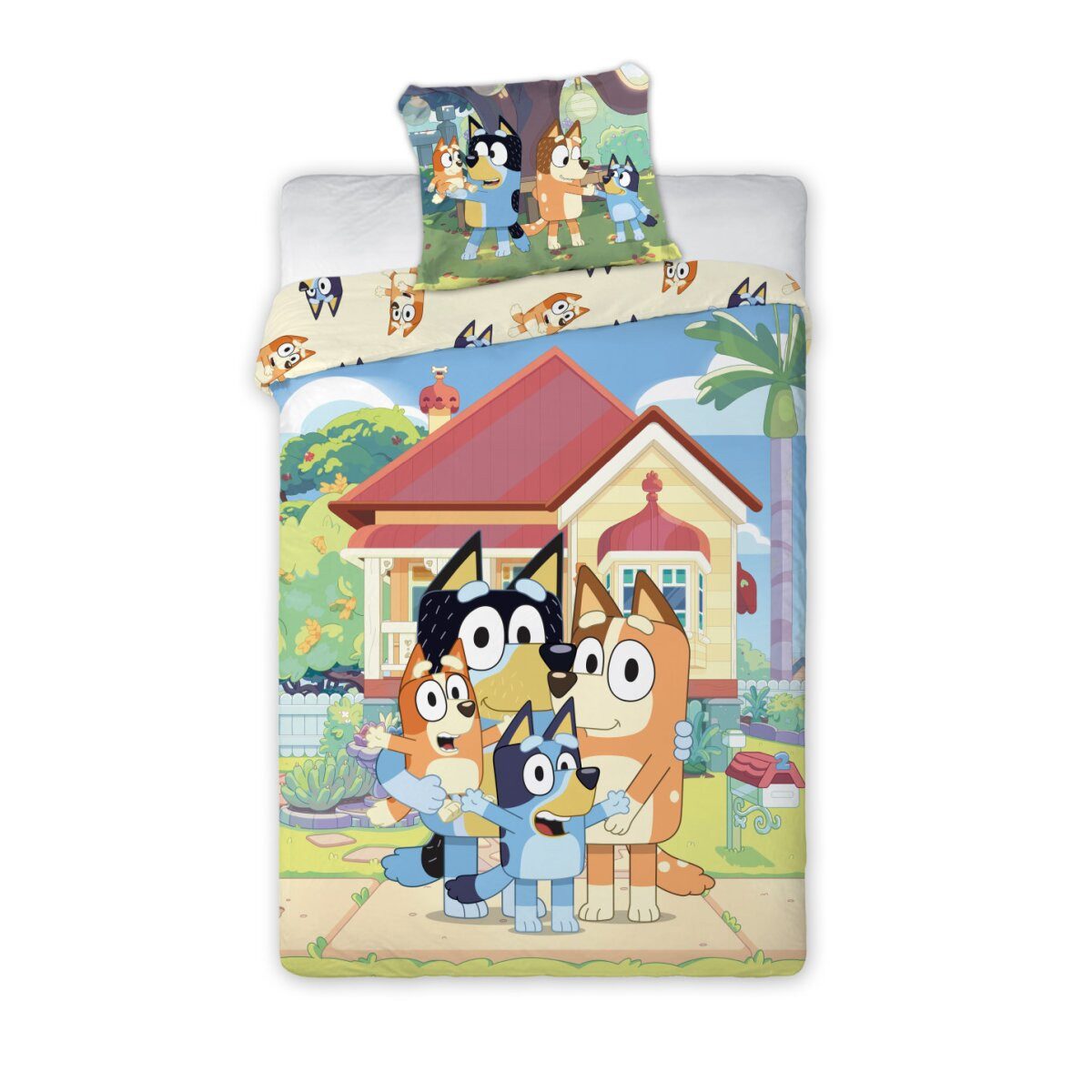 Bluey Kinderbettwäsche Bluey Family Home Kinderbettwäsche Kindergarten 100x135