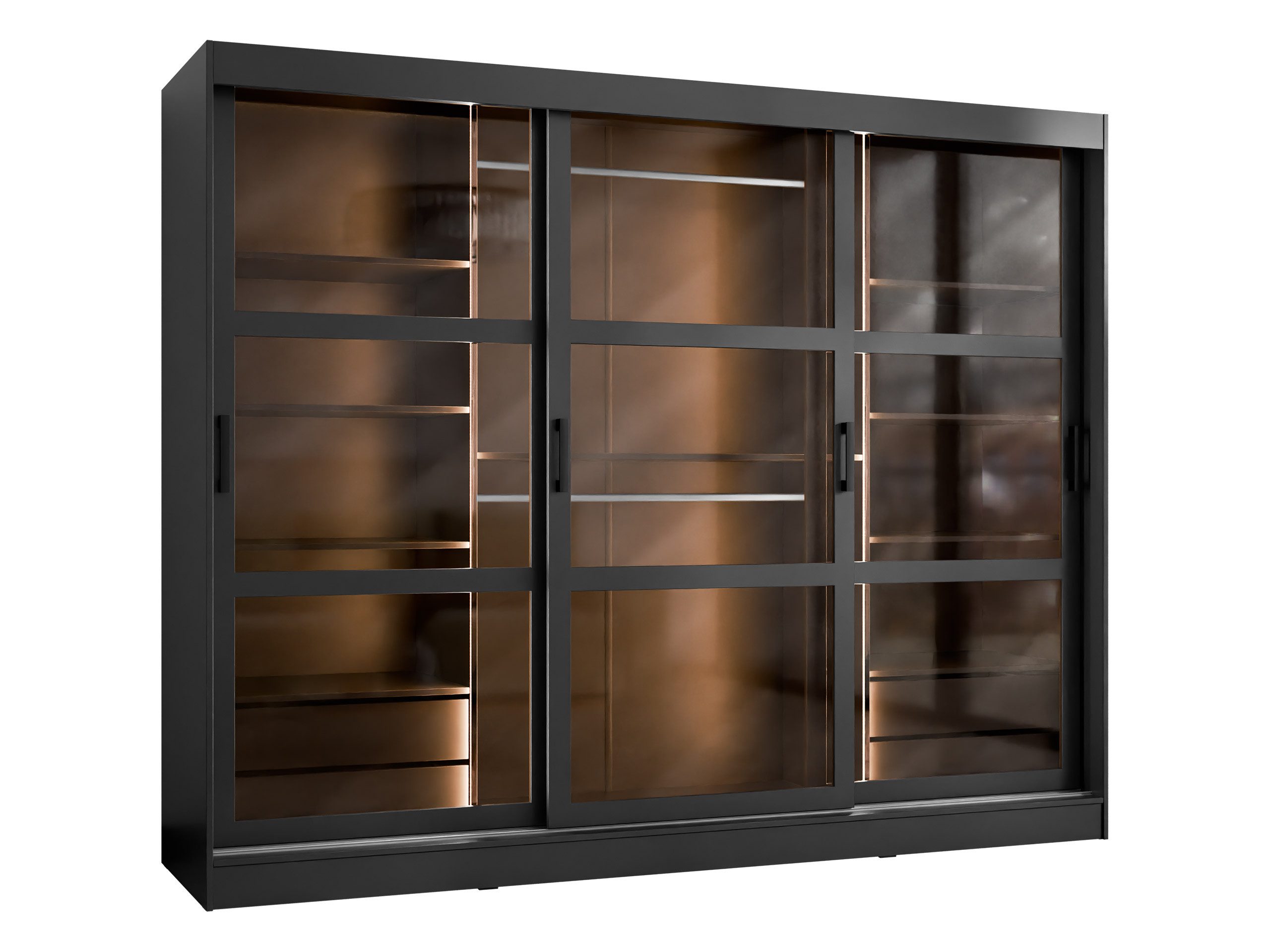 MIRJAN24 Kleiderschrank Norilo 250 (mit drei Schiebetüren) vier Schubladen, 250x65x203 cm