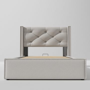 MODFU Polsterbett Hydraulisches (Bett mit Lattenrost aus Metallrahmen,Modernes Bettgestell mit Stauraum), 90x200cm Ohne Matratze