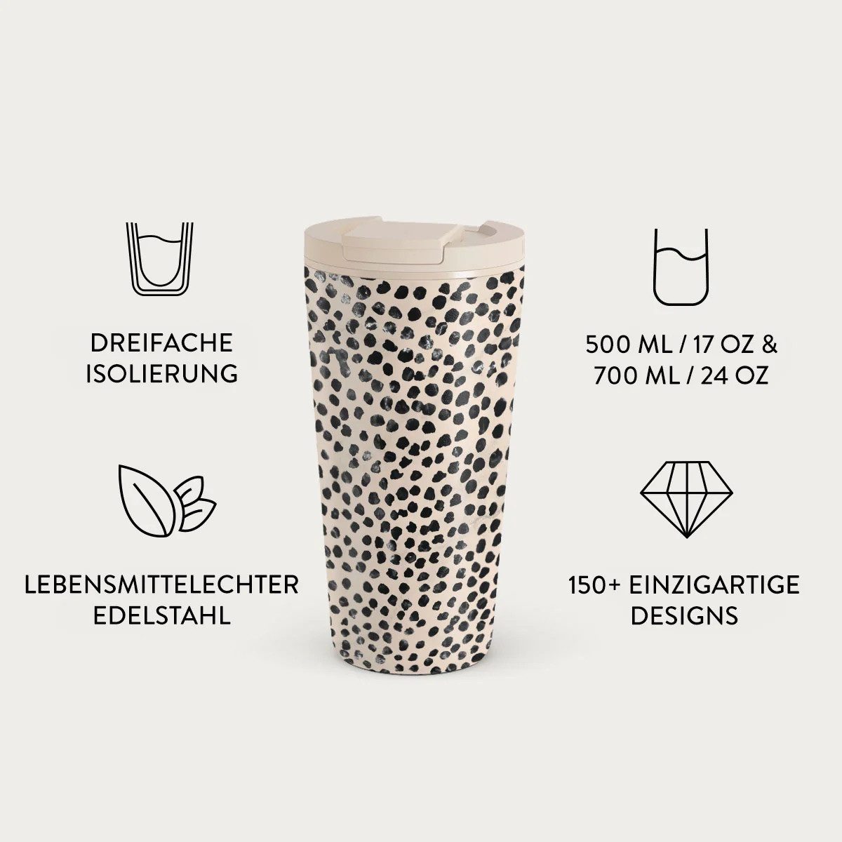BURGA Becher Almond Latte Flap Lid Travel Mug 500ml