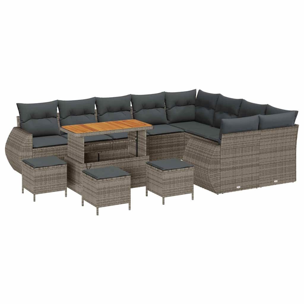 vidaXL Loungesofa Garten-Sofa-Set mit Kissen 13 pcs Grau 110 x 55 x 71 cm, 13 Teile