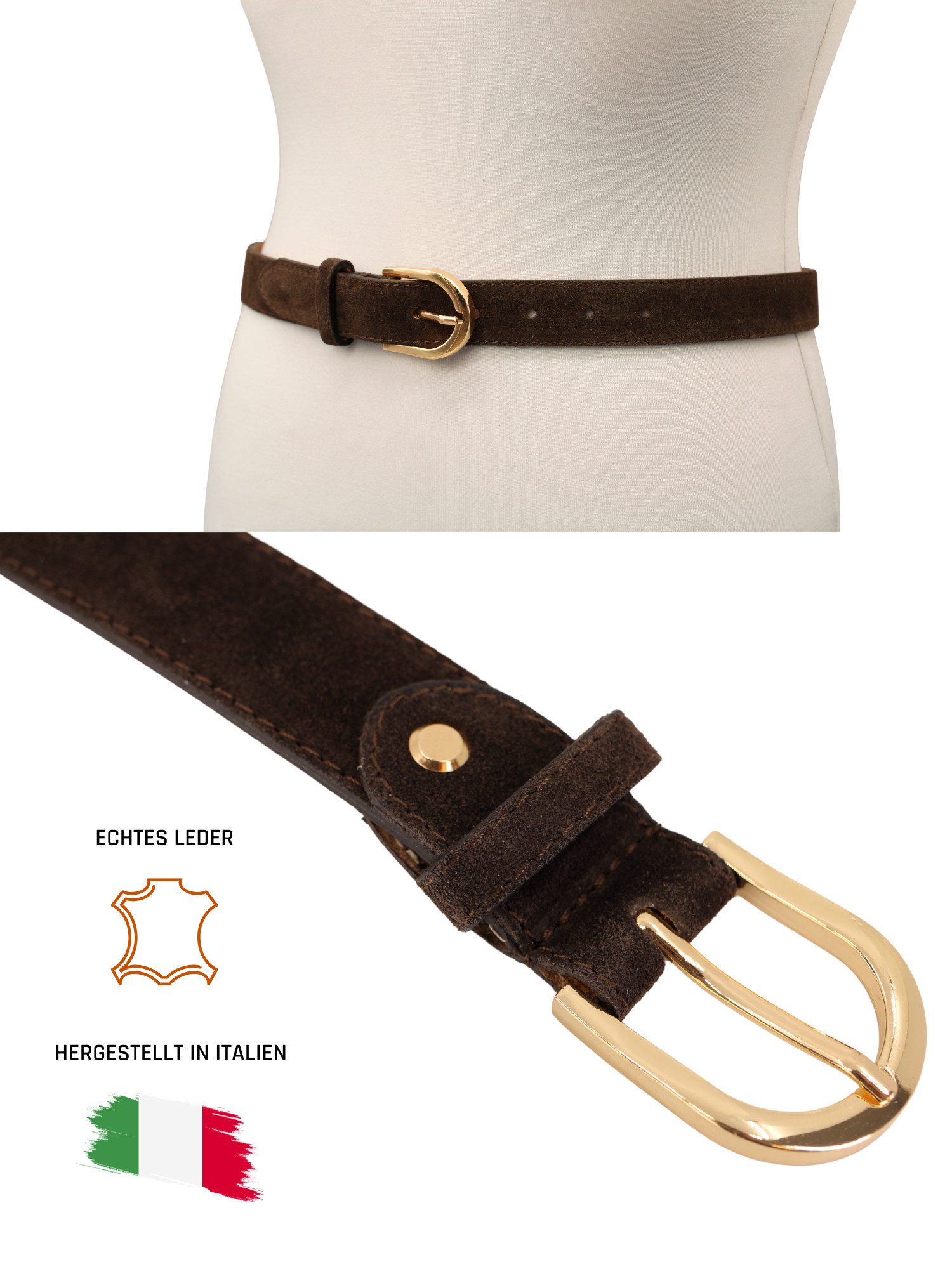 Adel Bags Ledergürtel Damen Gürtel, 3 cm Breit, verschiedene Farben,Hergestellt in Italien – Bild 2 von 4