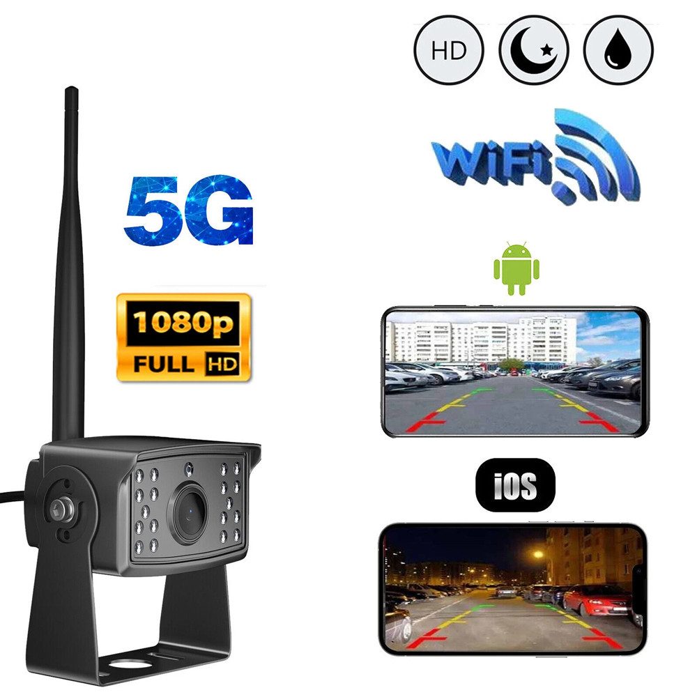 ESSGOO 12-24V WIFI Funk kabellos Rückfahrkamera für Android Iphone Smartphone Rückfahrkamera (HD)