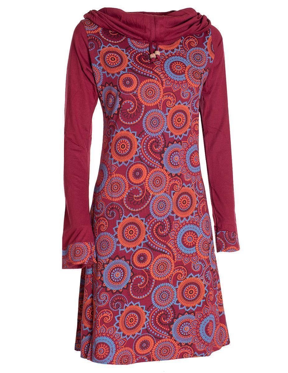Vishes Jerseykleid Langarm Kleid Schal-Kleid Winterkleider Baumwollkleid Hippie, Goa, Ethno Style
