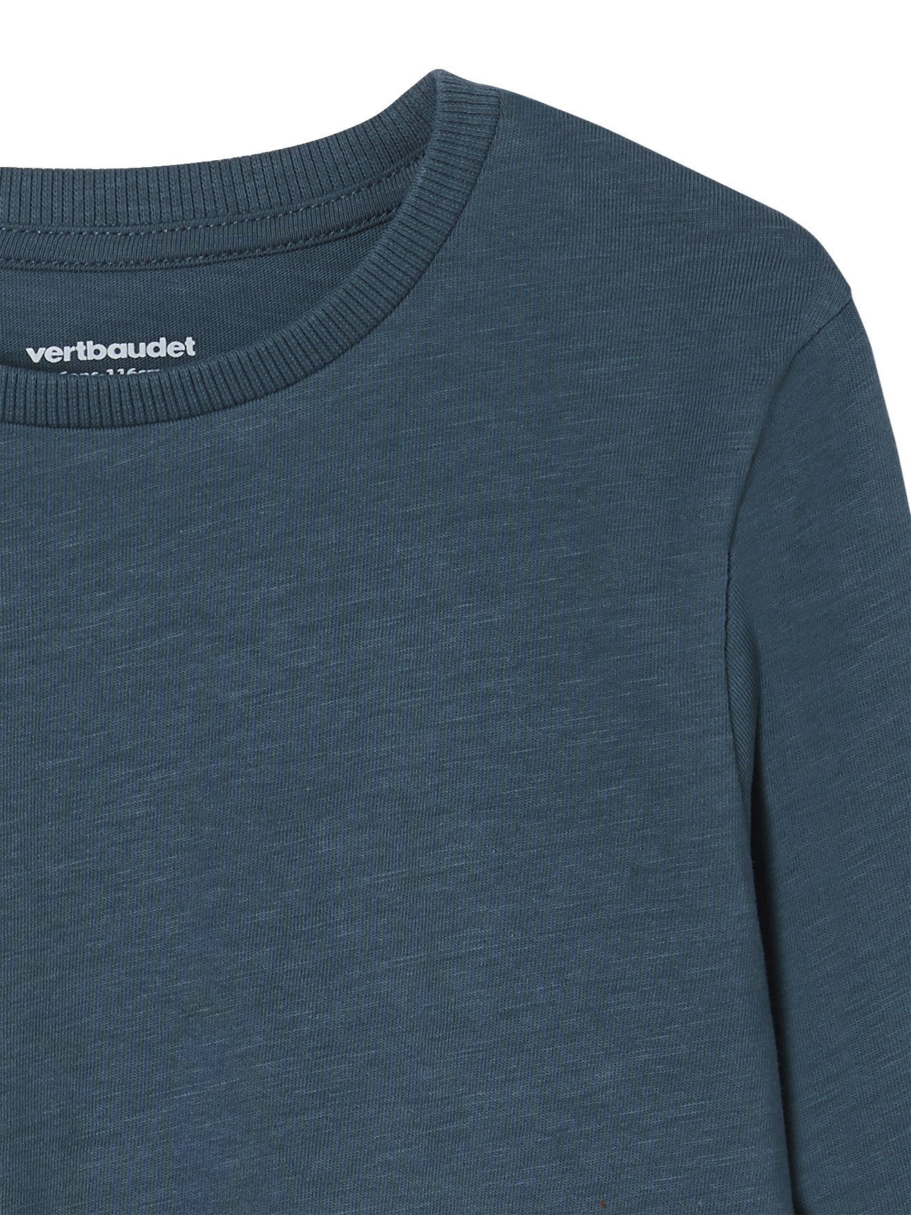 vertbaudet Langarmshirt Jungen Langarmshirt BASIC Zierlabel am Saum