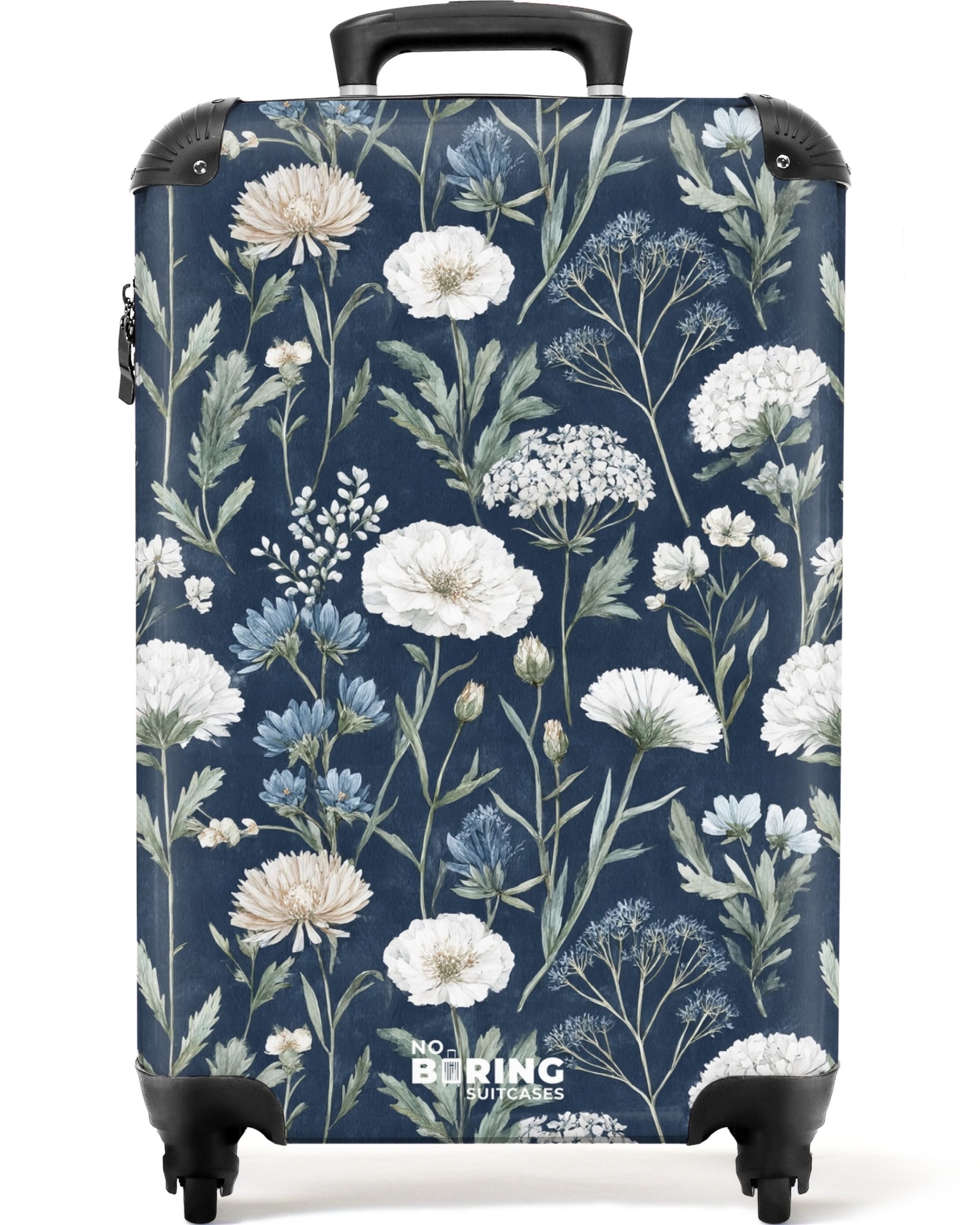 NoBoringSuitcases.com© Hartschalen-Trolley Blumenmuster blau 55x35x20cm, 4 günstig online kaufen