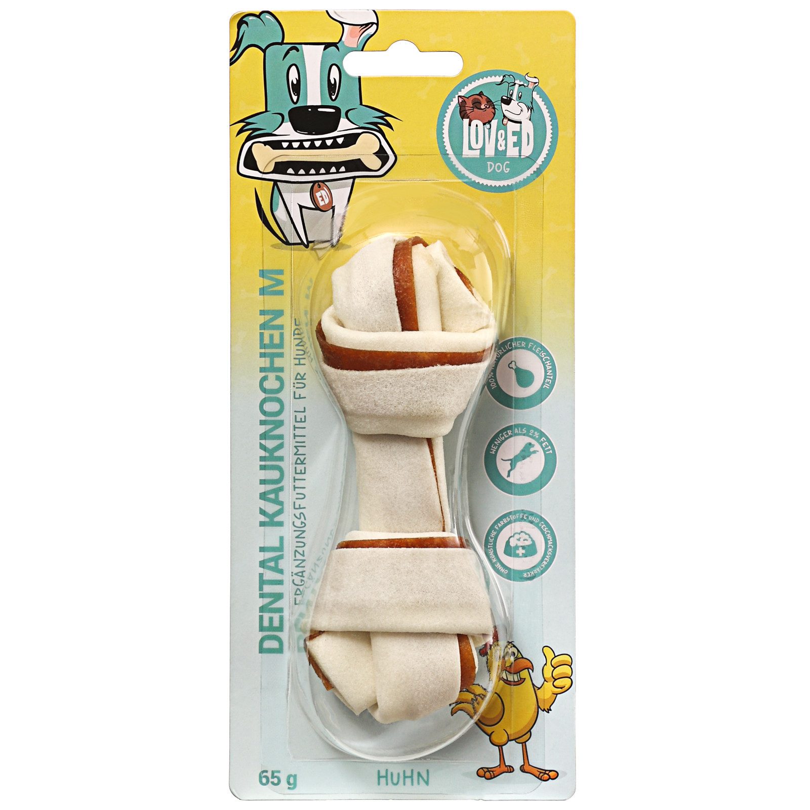 Lov&Ed Kauknochen Huhn, M, Mit Dental-Effekt, 65g, 65g