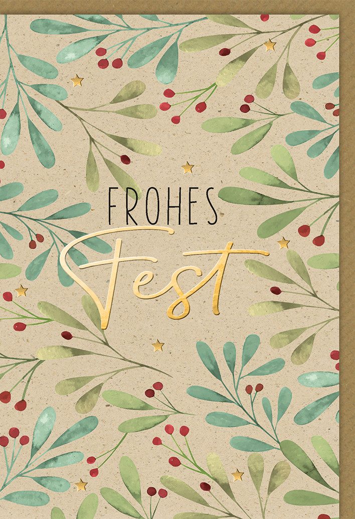 Verlag Dominique Grußkarten Weihnachten - Karte mit Umschlag - Frohes Fest Beeren