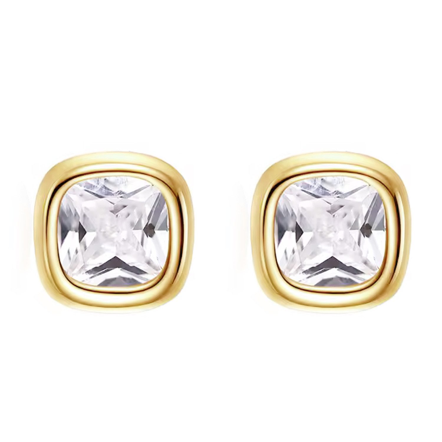 Valentinstagsgeschenk LÖB Paar Ohrstecker 925 Silber Ohrringe Viereck Zirkonia Stein Ohrstecker Stecker Gold (Geschenke für Frauen Beste Freundin Mutt