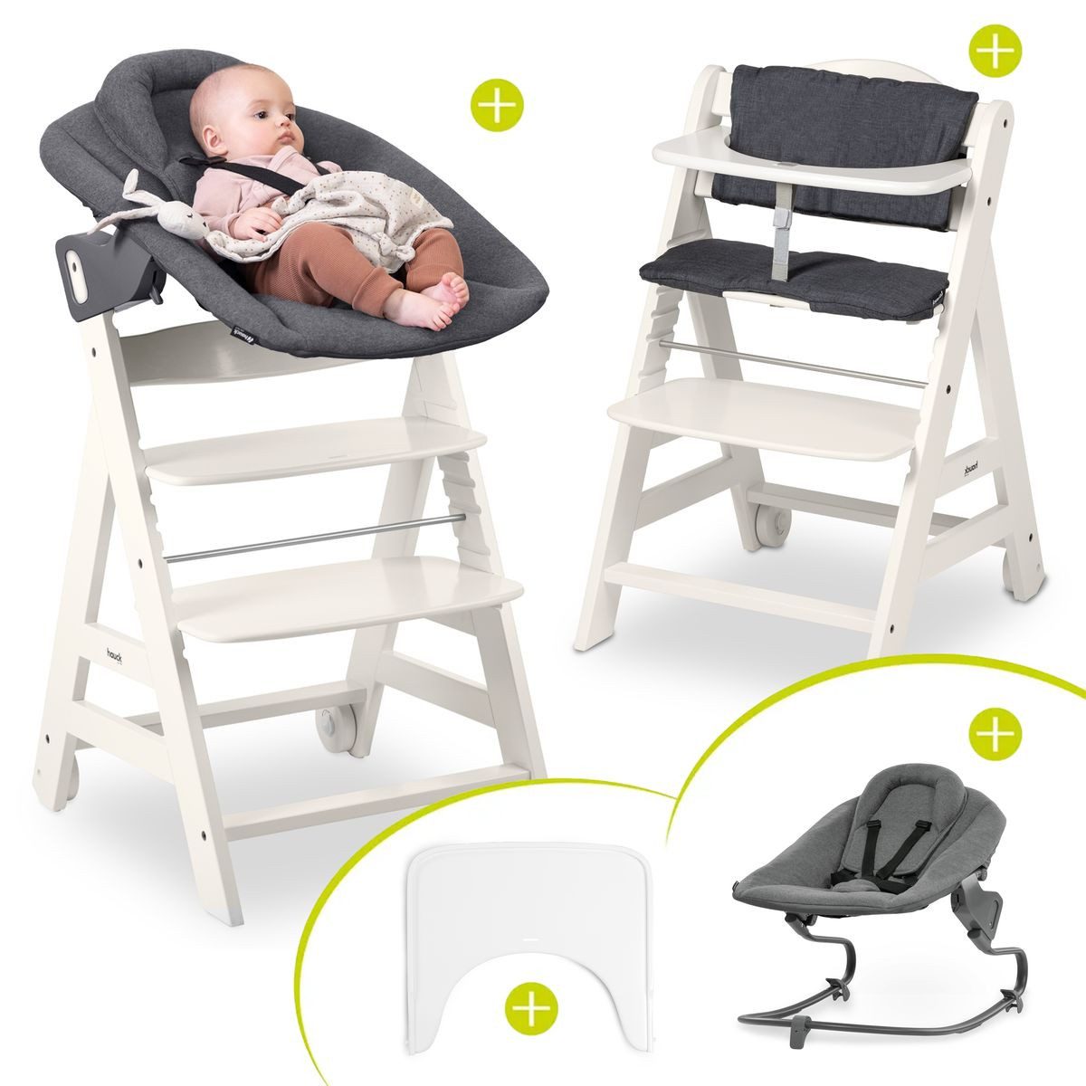 Hauck Hochstuhl Beta Plus White - Newborn Set, Babystuhl ab Geburt inkl. Au günstig online kaufen
