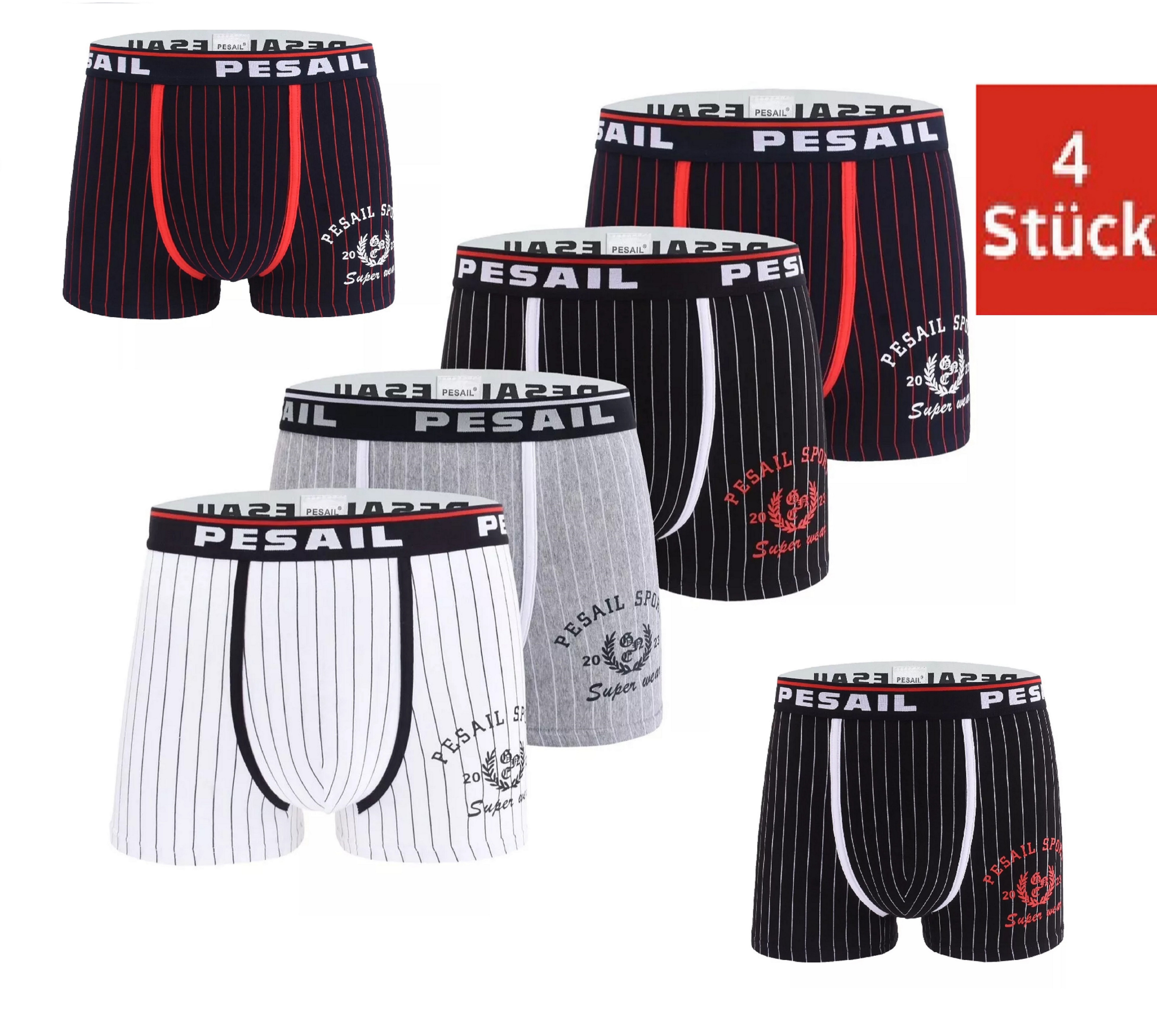 DDOnlineShop Boxershorts Herren Retroshorts Slips Unterhosen aus Baumwolle (Packung,Spar-Set, 4-St., 4er-Pack) Premium Qualität Pe-GW86325