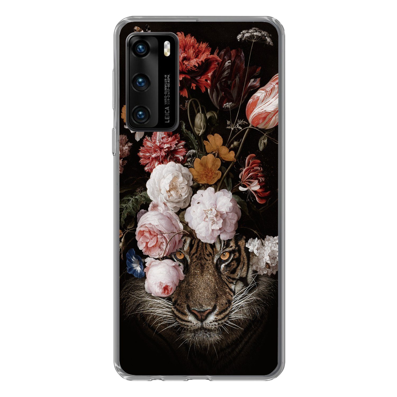 MuchoWow Handyhülle für Huawei P40 Blumen - Jan Davidsz de Heem - Tiger - Gemälde - Stilll, Handy Case, Silikon, Bumper Case Dünn