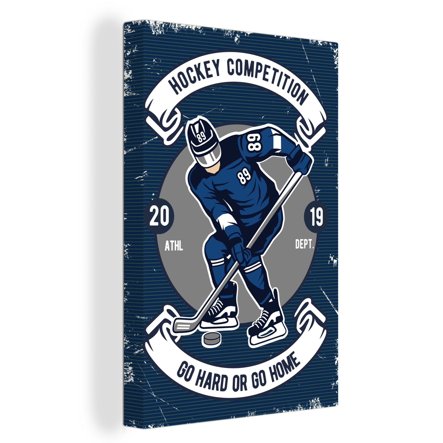 OneMillionCanvasses® Leinwandbild Eishockey - Mann - Retro, (1 St), Leinwandbild fertig bespannt inkl. Zackenaufhänger, Gemälde, 20x30 cm