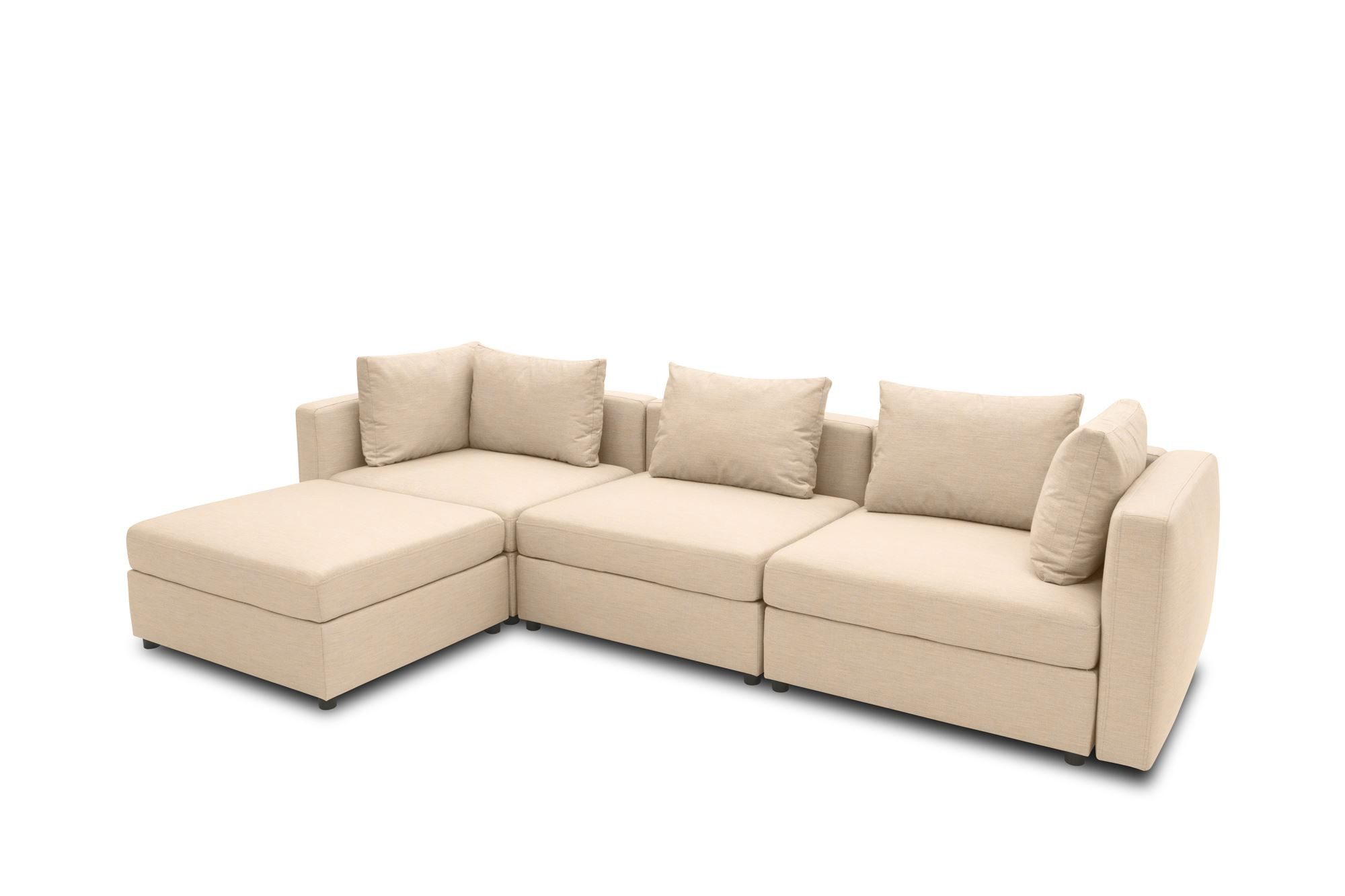 58 aufm Kessel Gartenlounge-Set Gartenlounge Set 1 Bozhana 312x67x174 mit Outdoorbezug in beige, (inkl. Versand, 4-tlg., Lieferung bis Verwendungsstelle), Polster aus Quick-Dry Schaum mit einem wasserbweisende Outdoorbezug