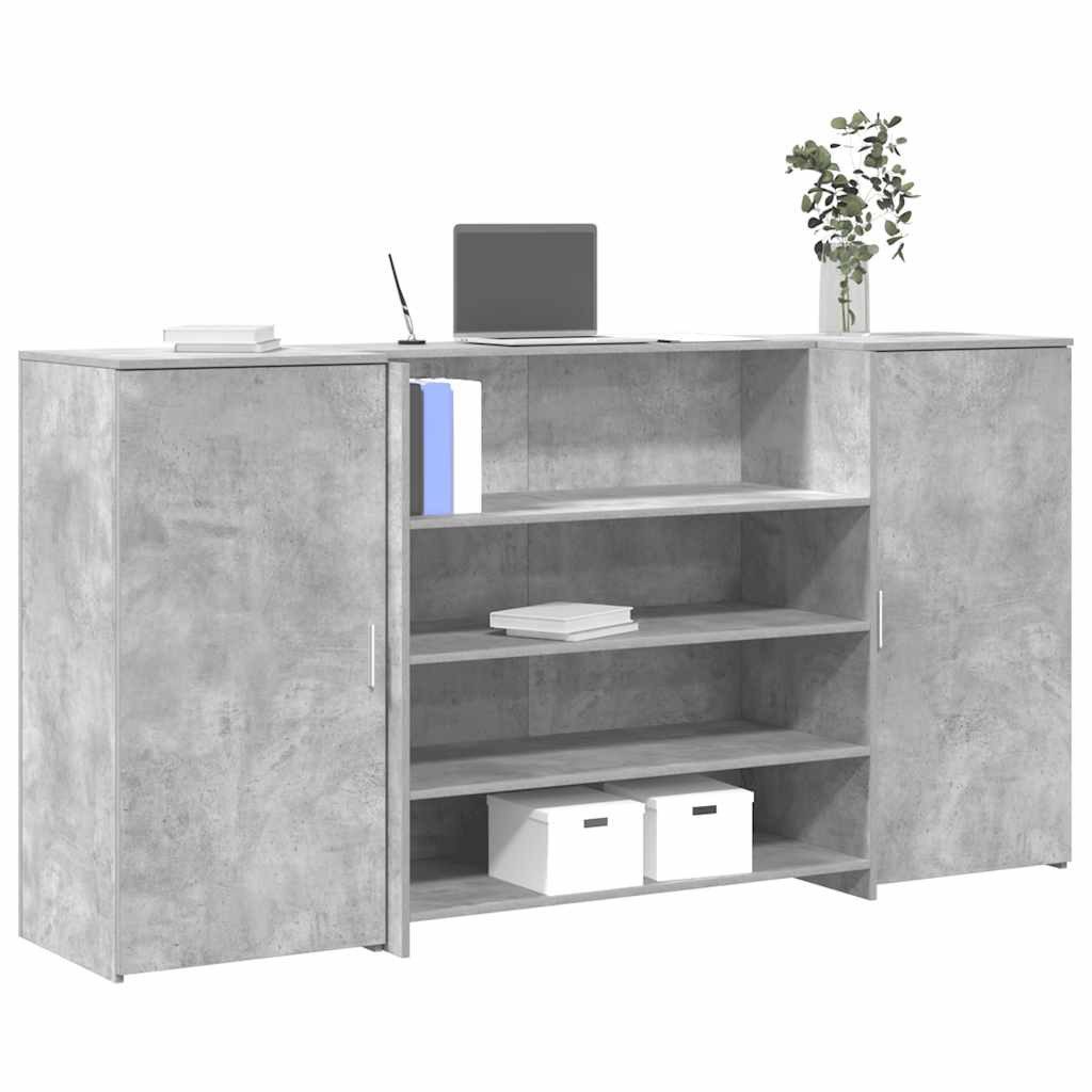 vidaXL Schreibtisch Empfangstheke Betongrau 200x50x103,5 cm Holzwerkstoff
