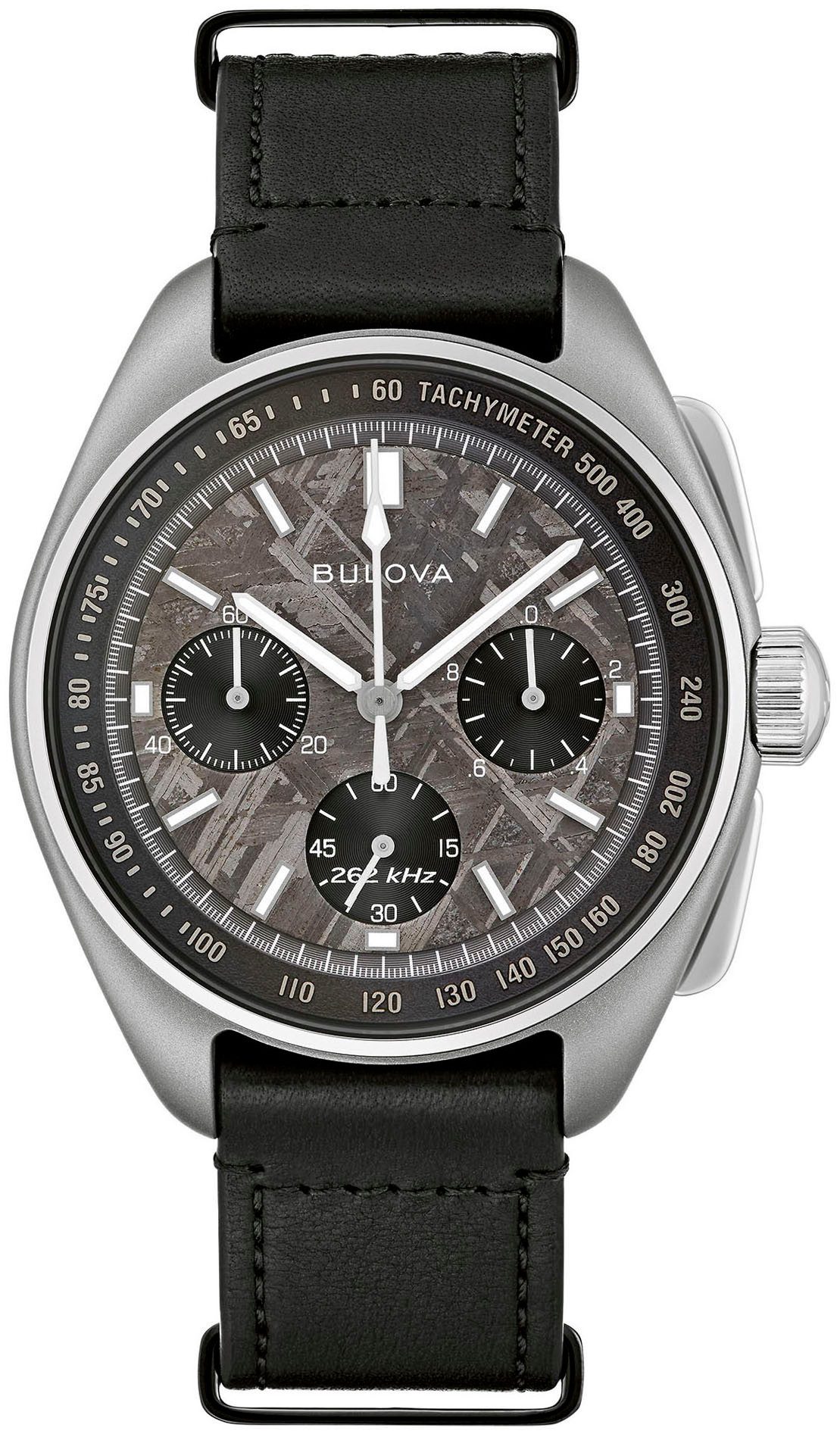 Bulova Chronograph Lunar Pilot 96A312, Armbanduhr, Quarzuhr, Herrenuhr, Lederarmband, Saphirglas