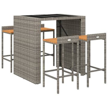 vidaXL Gartenlounge-Set 5-tlg. Gartenbar-Set Grau Poly Rattan & Massivholz Akazie, (5-tlg)