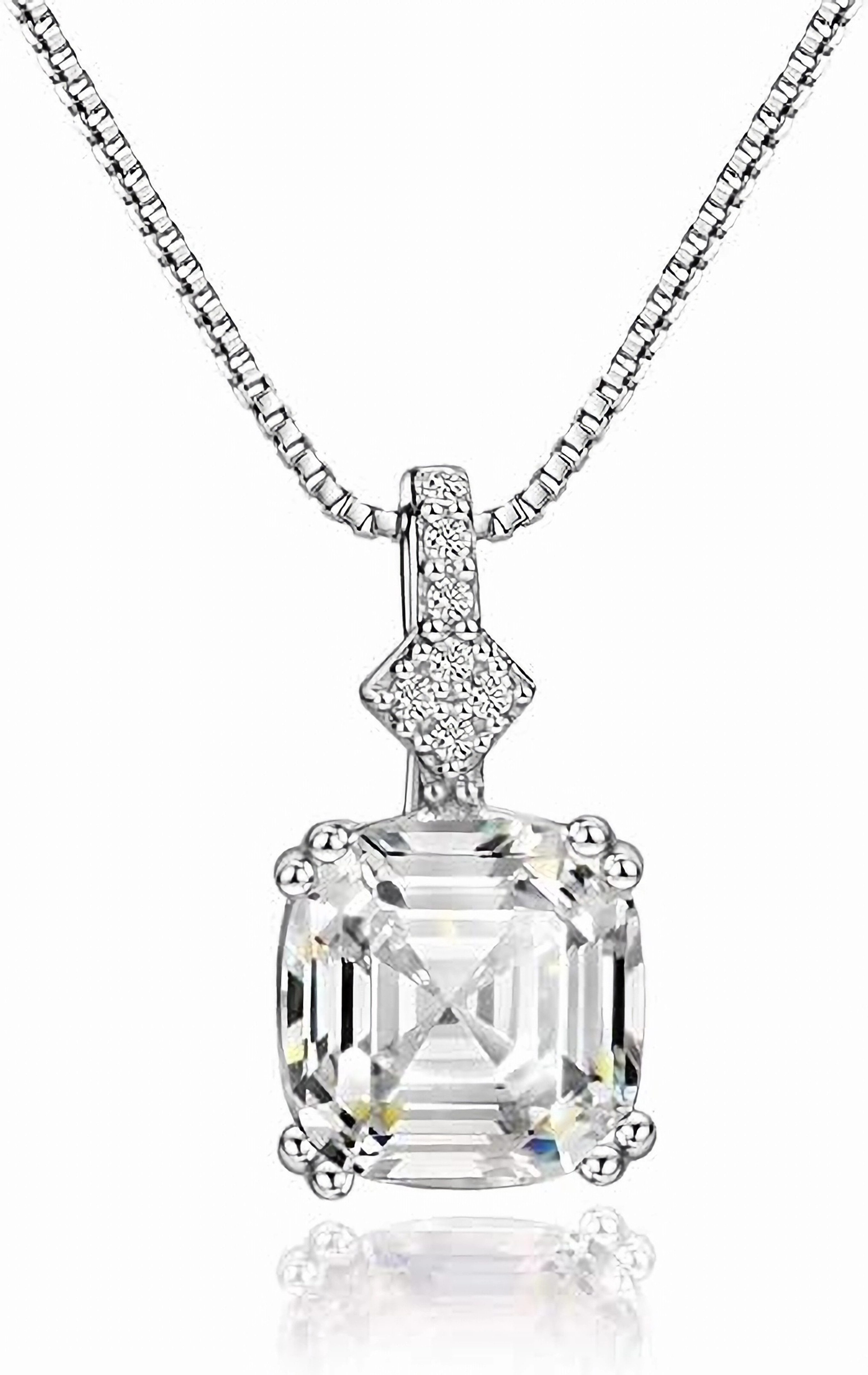 Jumpeak Fußkette mit Anhänger 2 Karat Ascher Schnitt Lab Diamant Halskette, 14K Gold (585 Gold), D Vs1 2EX mit IGI Zertifikat, Exklusiver Luxus-Schmuck für Damen