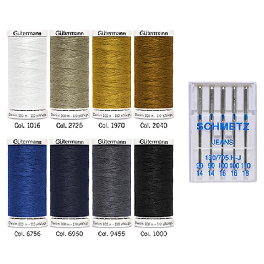 Gütermann Gütermann Nähgarn-Set Denim 8x100m mit 5 Jeansnadeln Nähgarn – Bild 2 von 2