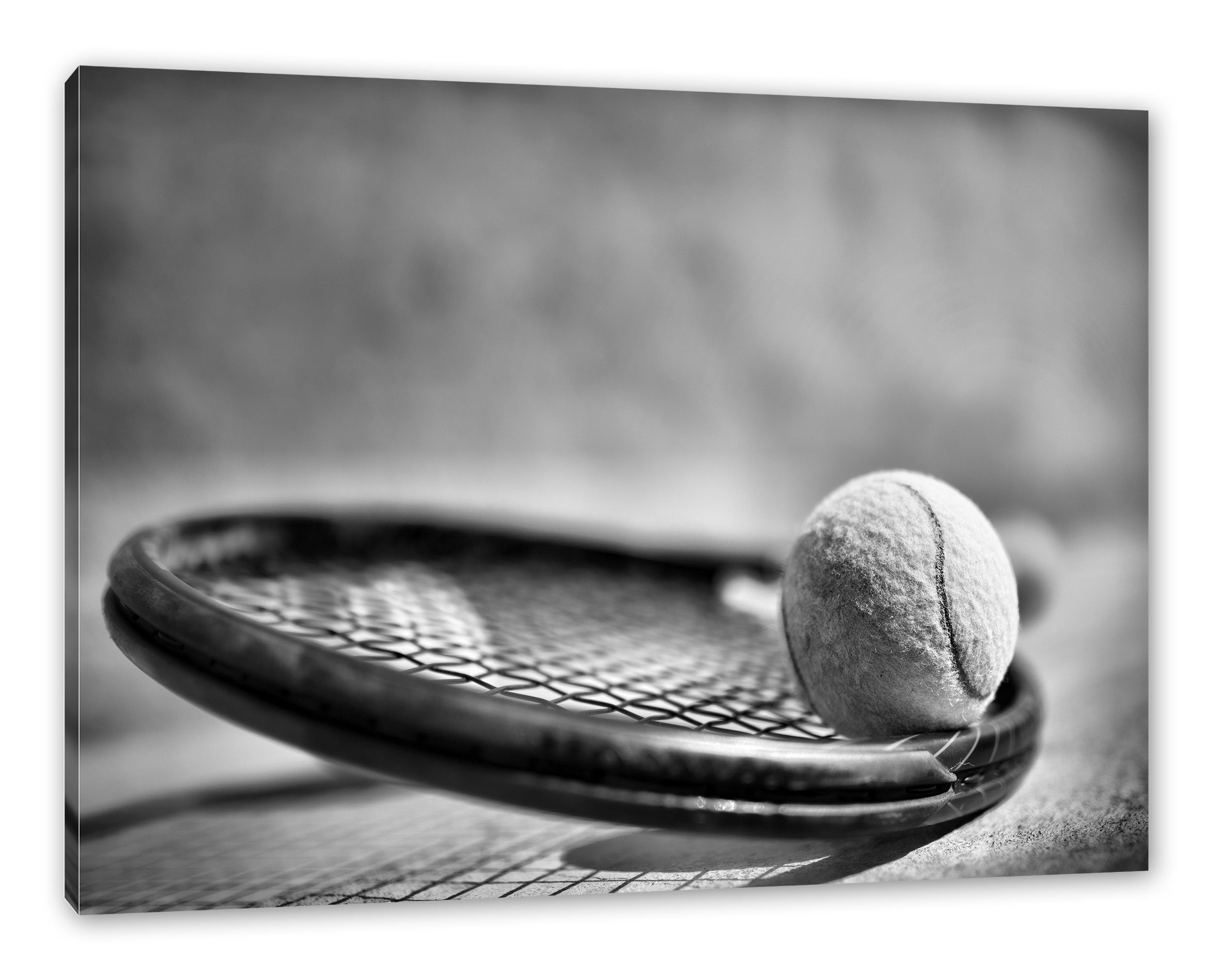 Pixxprint Leinwandbild Tennischläger mit Bällen, Tennischläger mit Bällen (1 St), Leinwandbild fertig bespannt, inkl. Zackenaufhänger