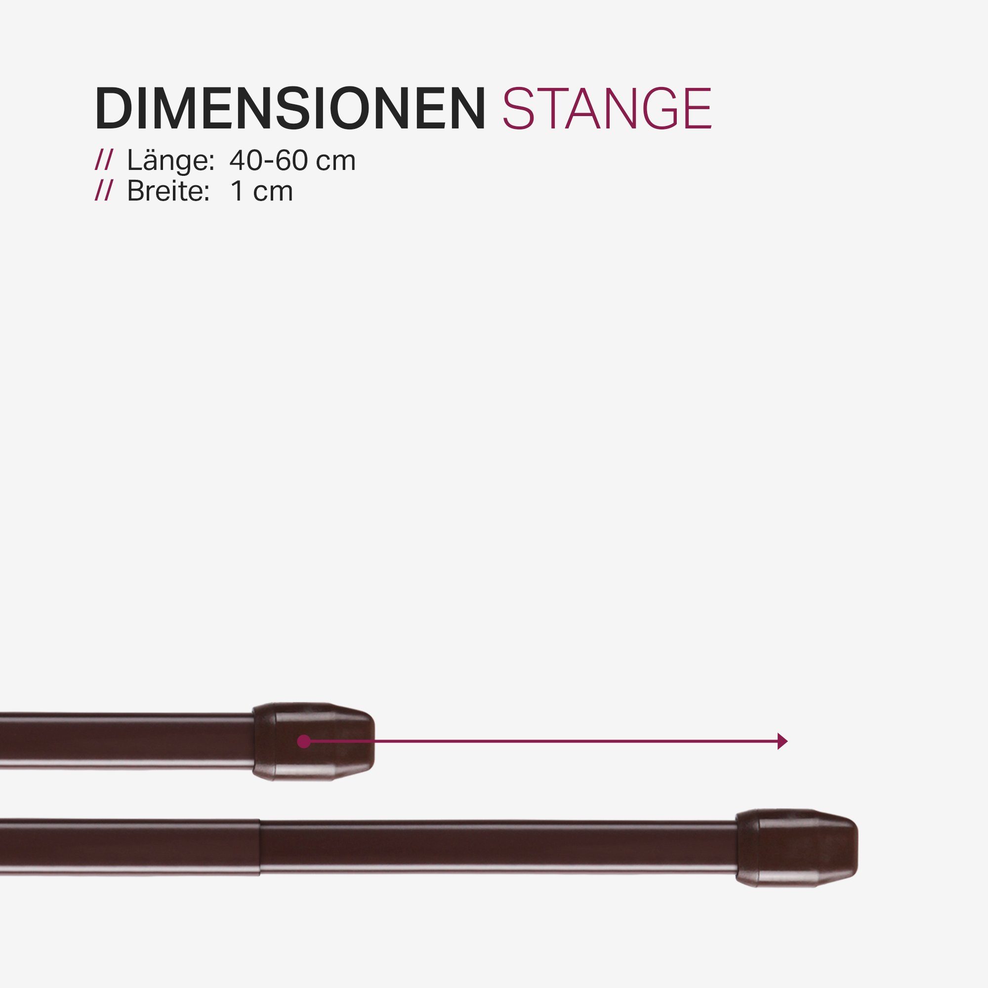 Gardinenstange Bistrostange, Bestlivings, Ø kleben, Pack) verschraubt, mm, 10 ausziehbar, (2er Braun mit klemmen Vitragestange Edelstahl, geklemmt, geklebt, schrauben, zum Schraubhaken