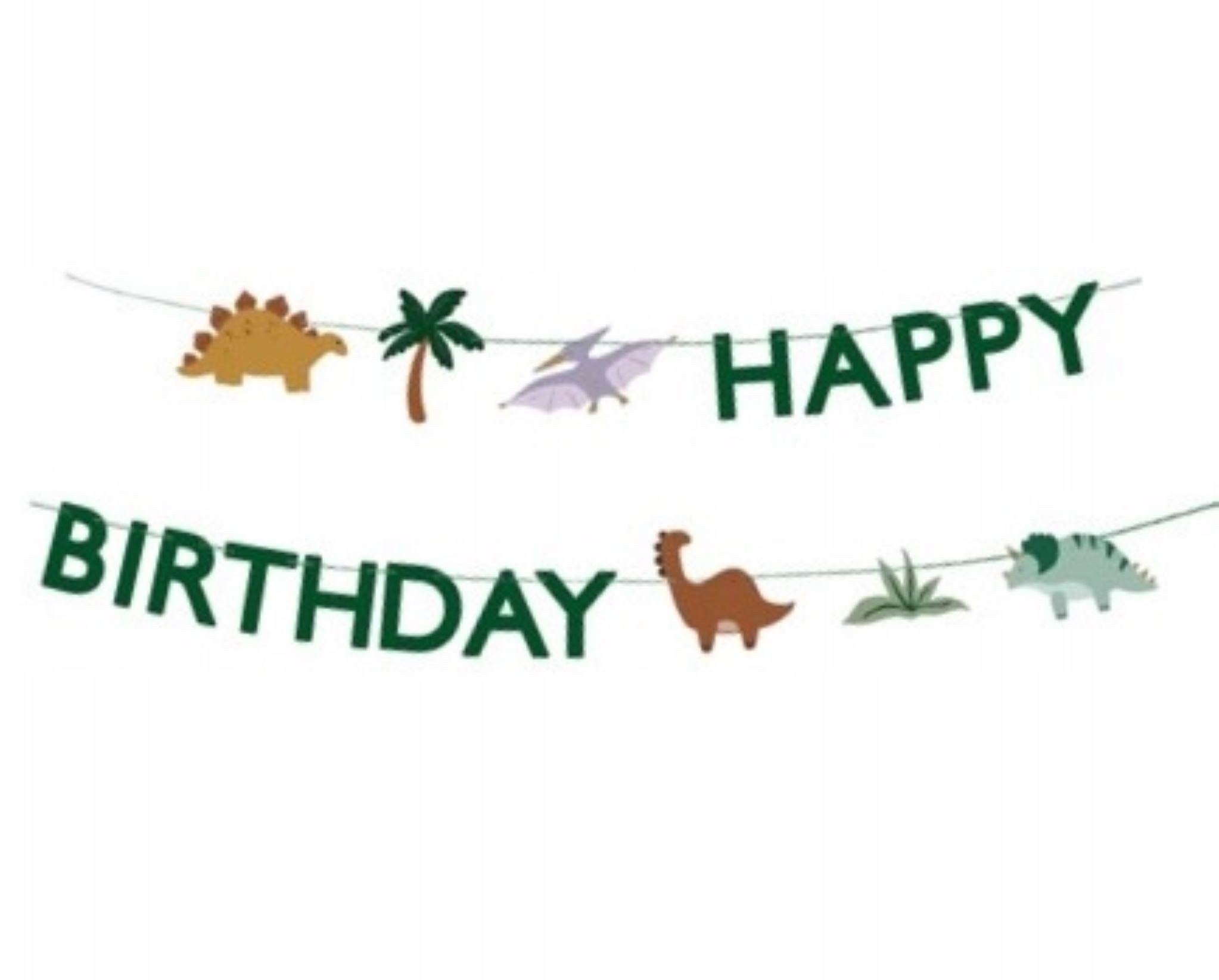 partydeco Girlande Happy Birthday Dinosaur Banner 11x300cm - Ideal für Kindergeburtstage