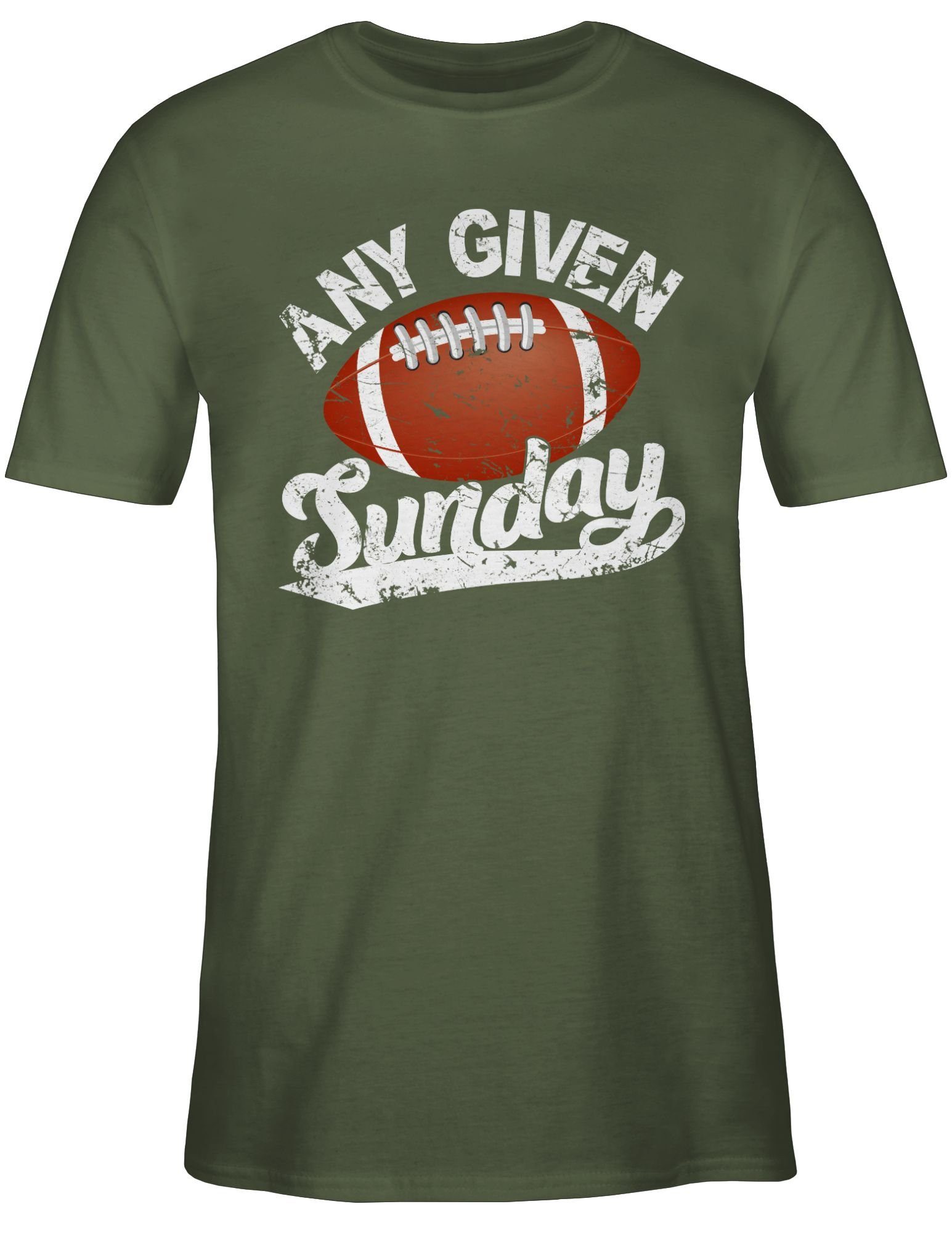Football 03 American Sunday weiß NFL Any given Army Shirtracer T-Shirt Grün mit Football
