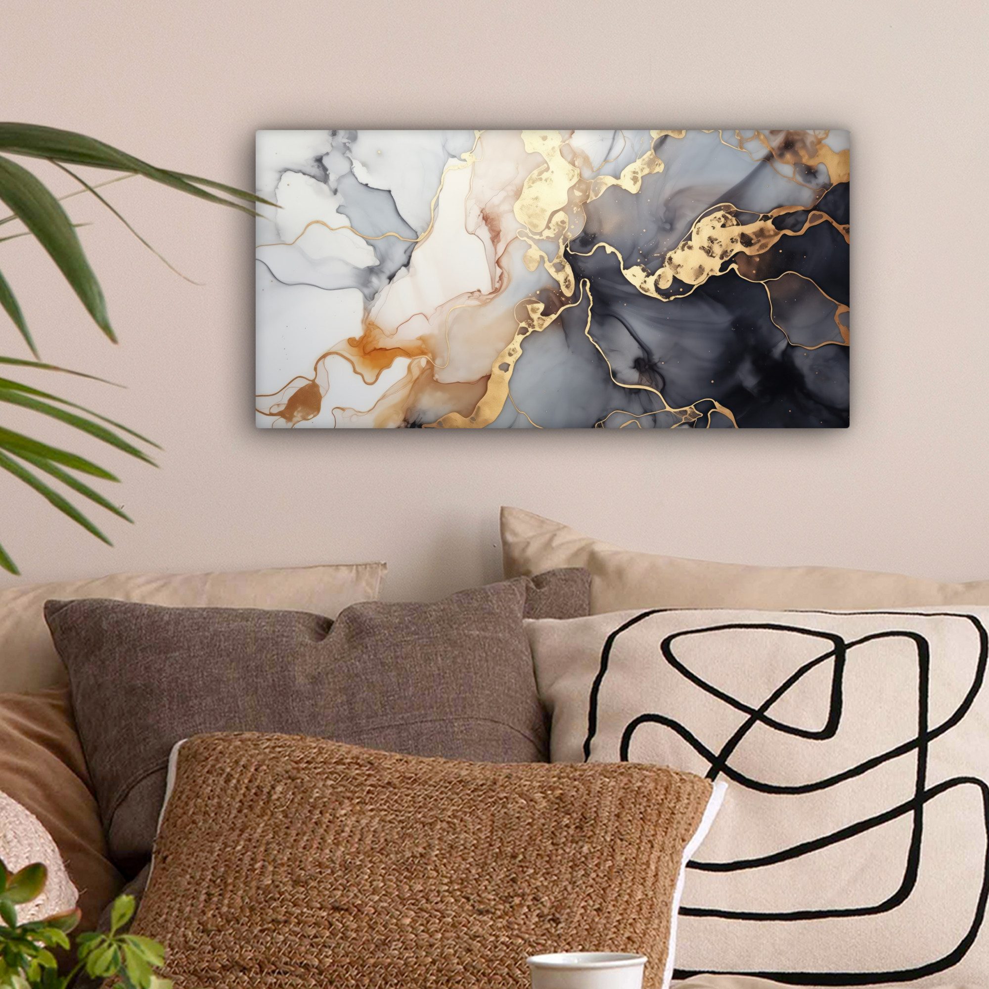 OneMillionCanvasses® Leinwandbild Panorama Marmor - Schwarz günstig online kaufen