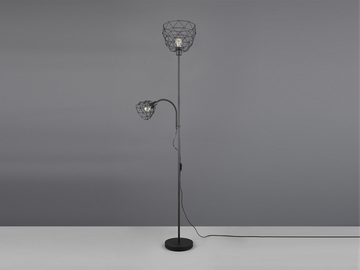 meineWunschleuchte LED Stehlampe, Dimmfunktion, LED wechselbar, Warmweiß, große Designer Steh Gitter-Lampe mit Leselampe Schwarz für Ecke 180cm