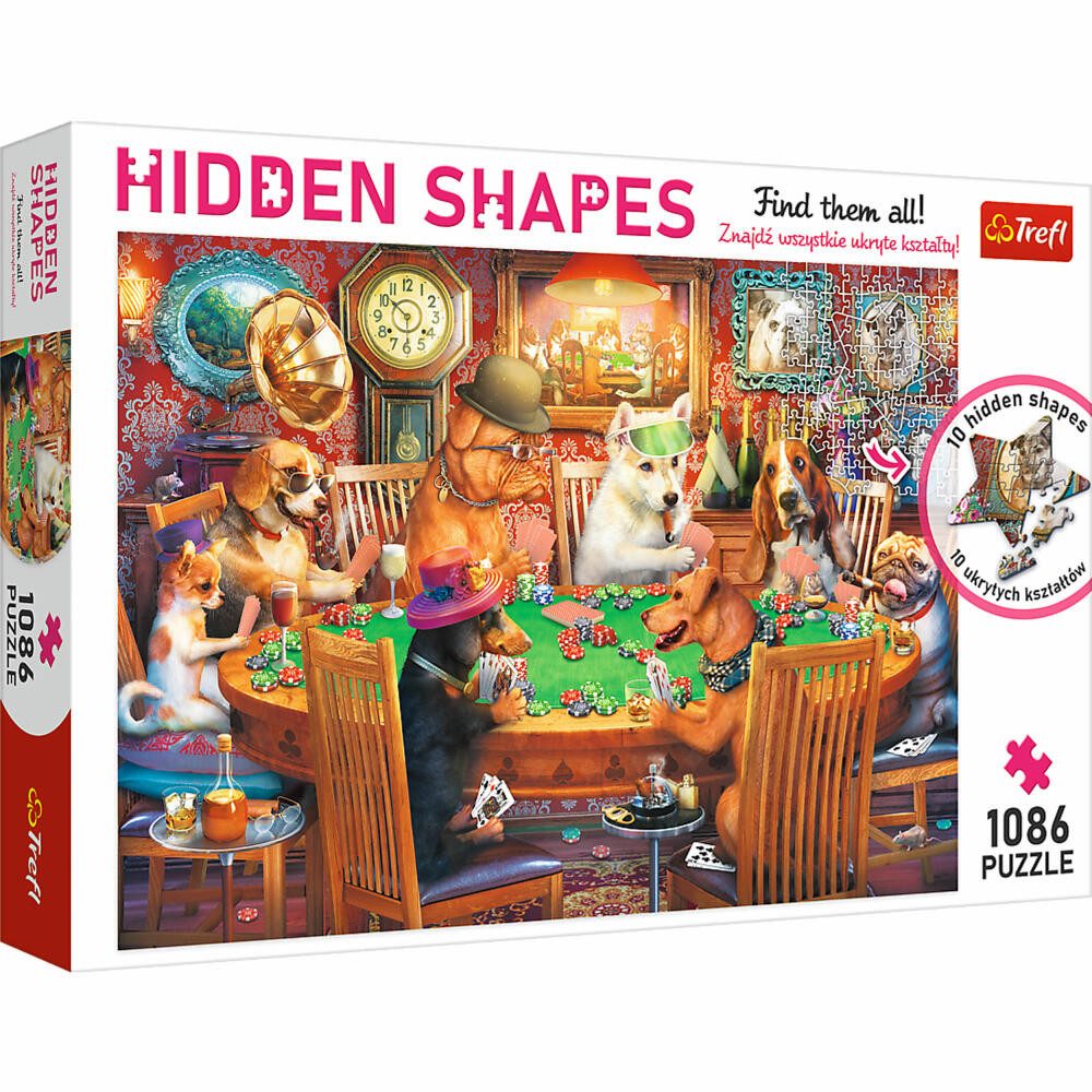 Trefl Puzzle Hidden Shapes Hunde Spielnacht, 1011 Puzzleteile