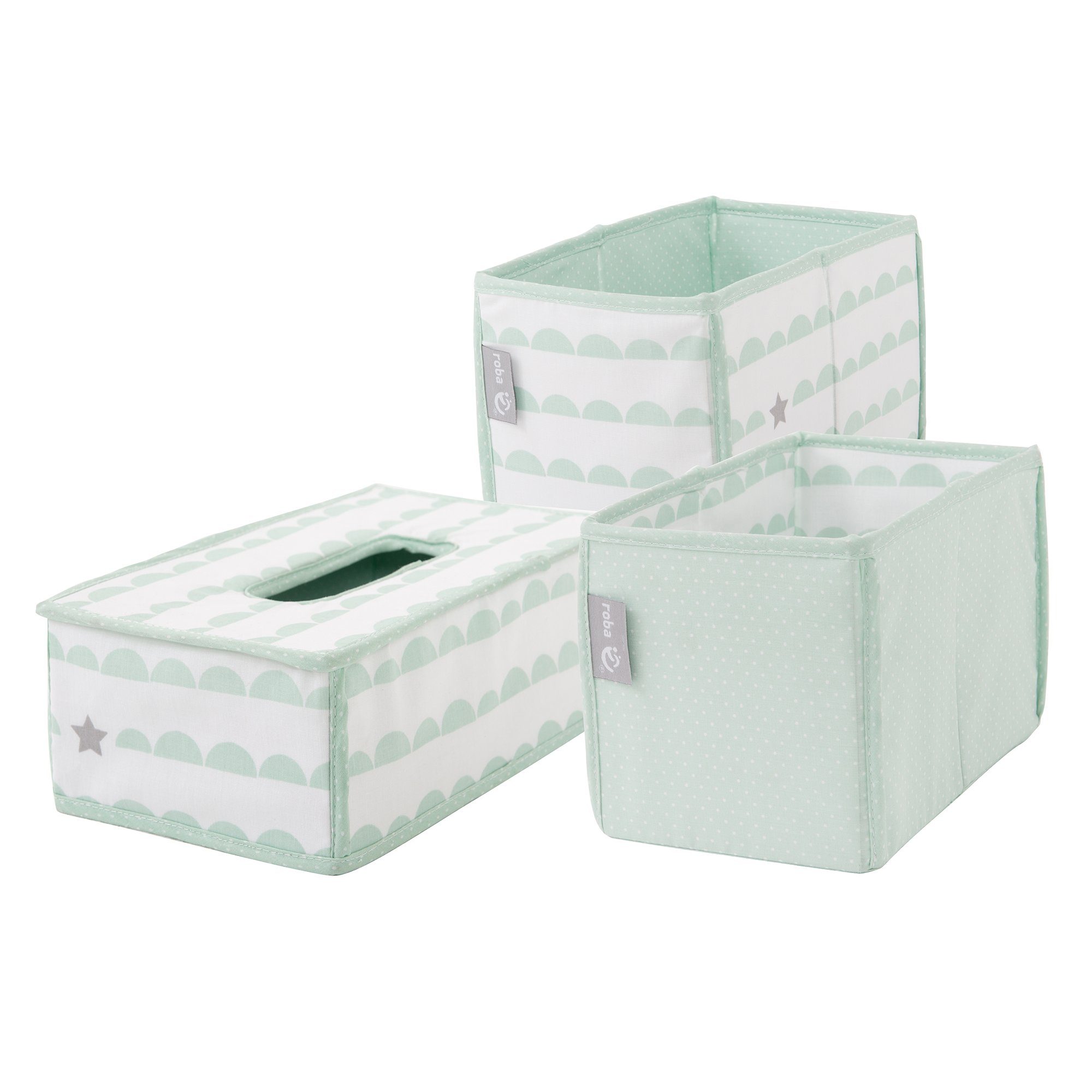 roba® Badorganizer Pflegeorganizer-Set (3 St), 2 Boxen für Windeln & Zubehör, 1 Feuchtücherbox Happy Cloud