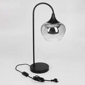 hofstein Tischleuchte »Saltusio« moderne Nachttischlampe in Schwarz/Rauchfarben/Klar, ohne Leuchtmittel