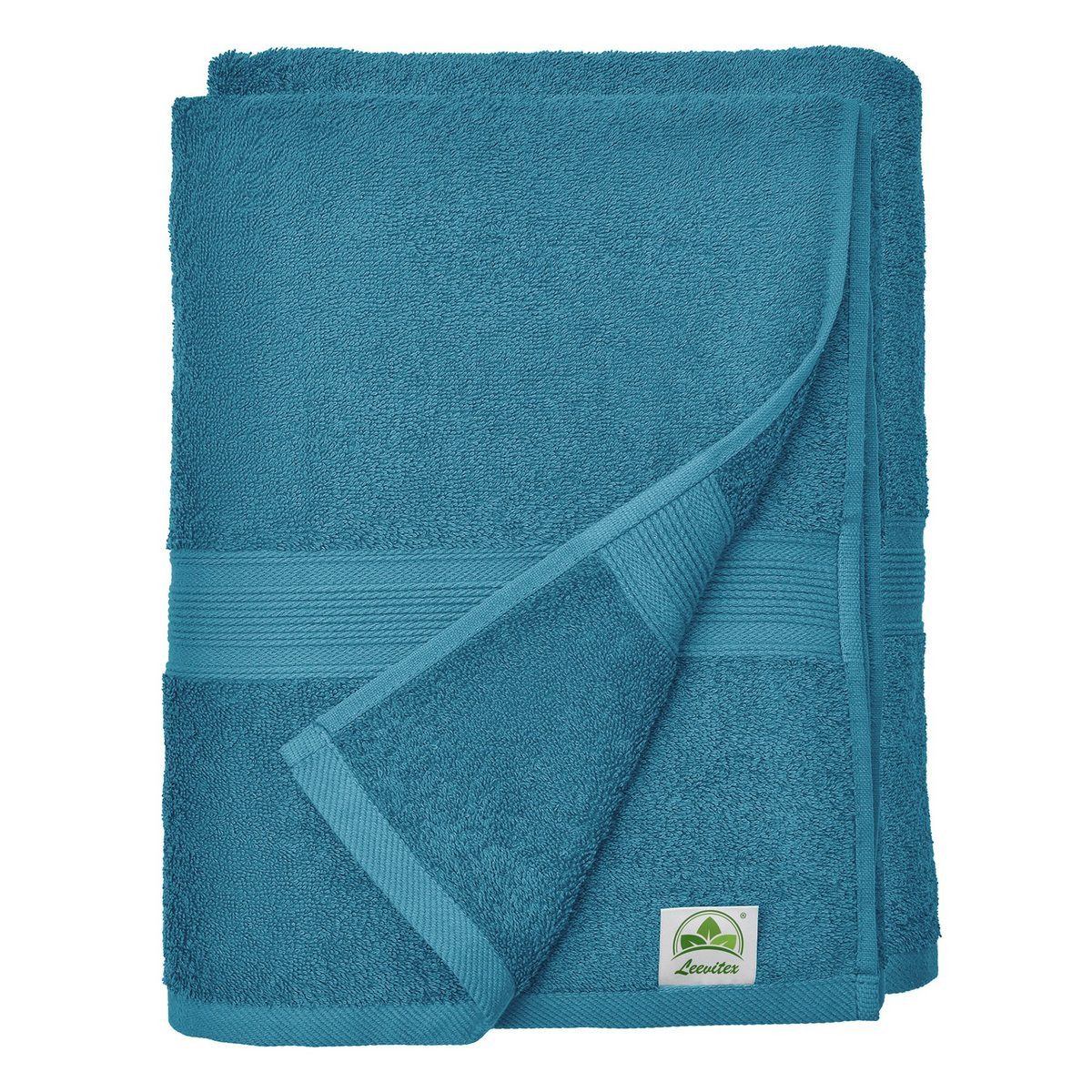 leevitex® Saunatuch, 80x200 cm, 100% Baumwolle, saugstark und fusselfrei, Frottee (Set, 2-St), OEKO-TEX® STANDARD 100 zertifiziert, gestreifte Bordüre