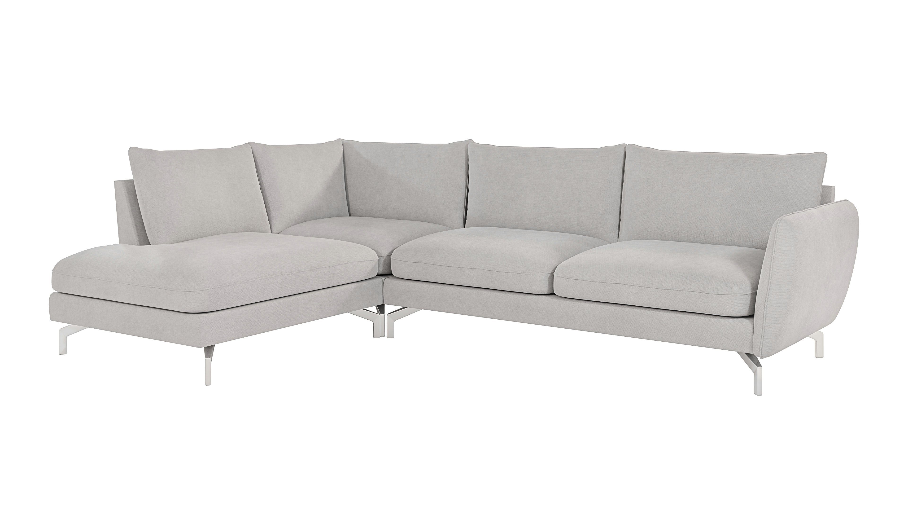 S-Style Möbel Ecksofa rechts links Metall mit mit Wellenfederung Benita Füßen, Modernes bestellbar, mane Silber oder