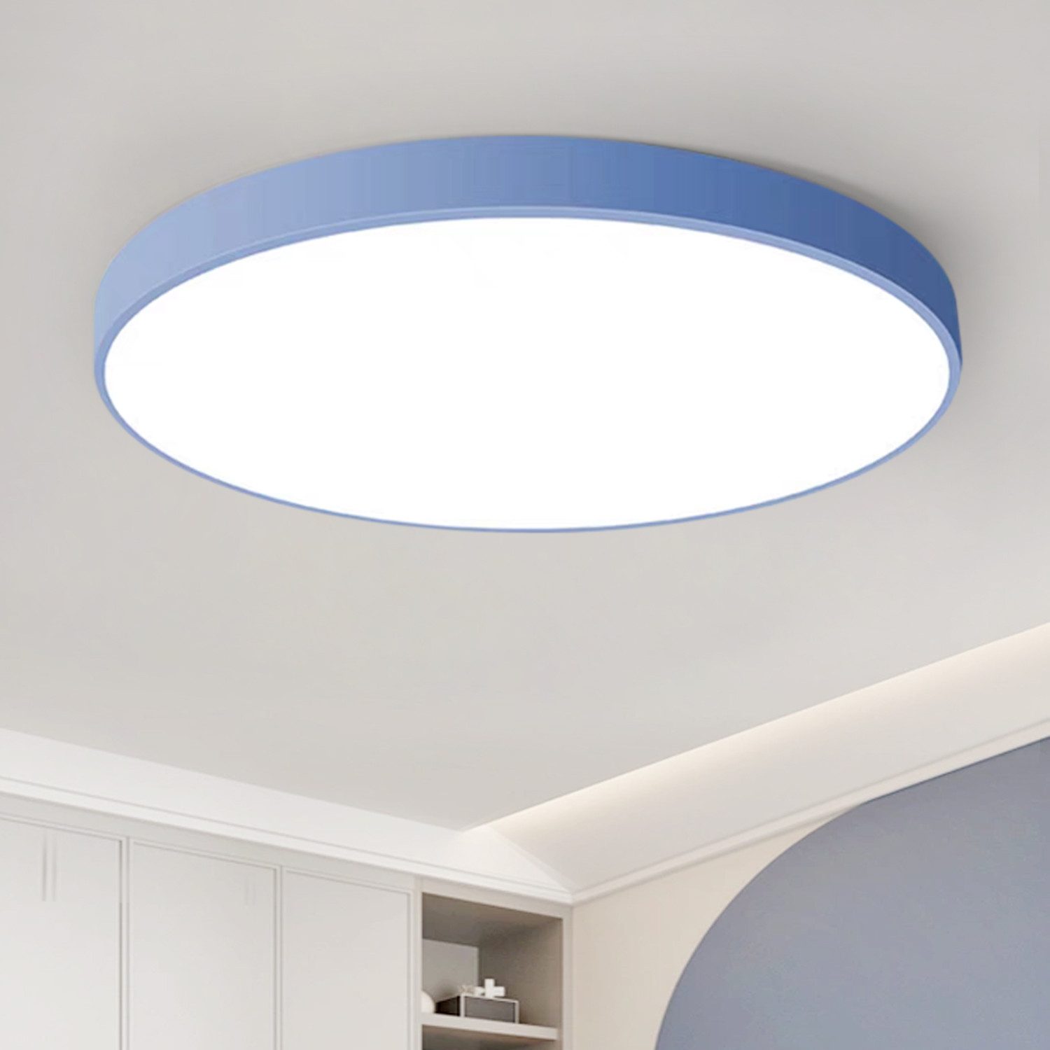 JDONG LED Deckenleuchte 36W Rund Flach Rosa/Grau/Blau Deckenlampe Durchmess günstig online kaufen