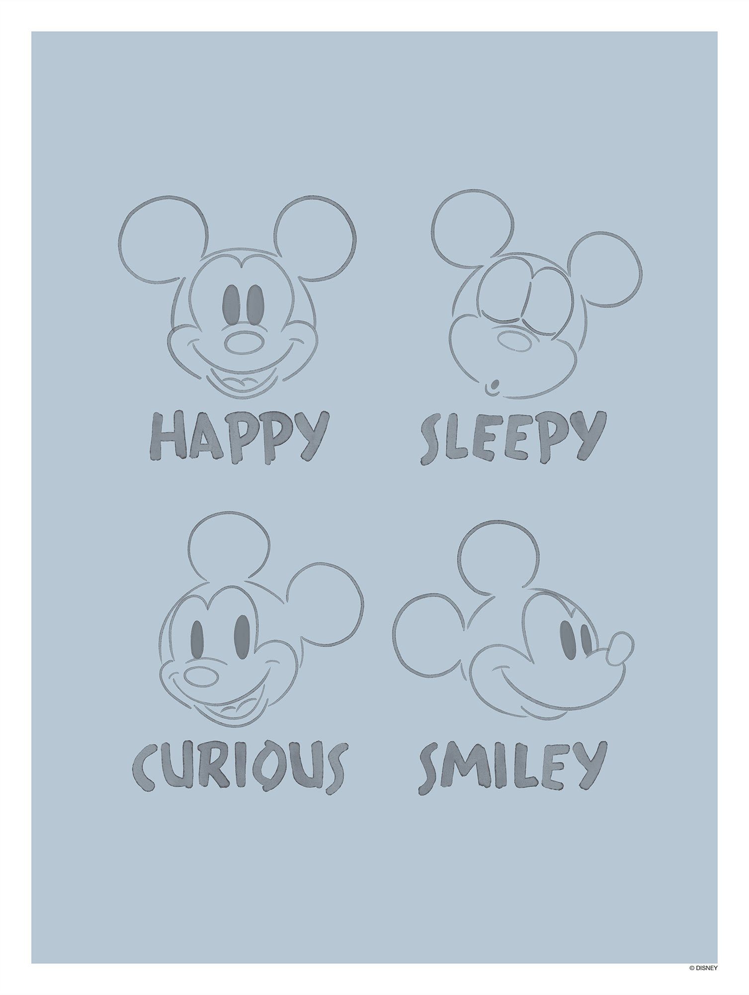 Komar Poster Mickey Blue Emotions, (1 St), Kinderzimmer, Schlafzimmer,  Wohnzimmer