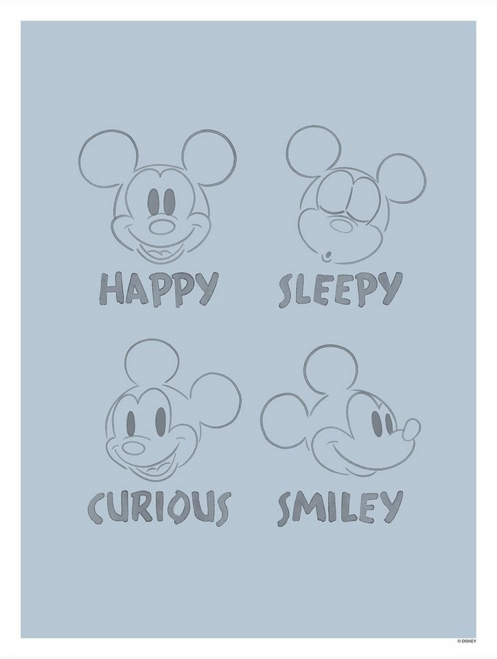 Komar Poster Mickey Blue Emotions, (1 St), Kinderzimmer, Schlafzimmer,  Wohnzimmer