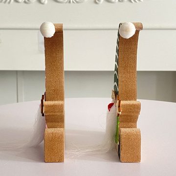 Gontence Weihnachtsfigur Weihnachtszwerg-Tischdekoration (Tischdekoration), 2 Stück Holzschild Frohe Weihnachten