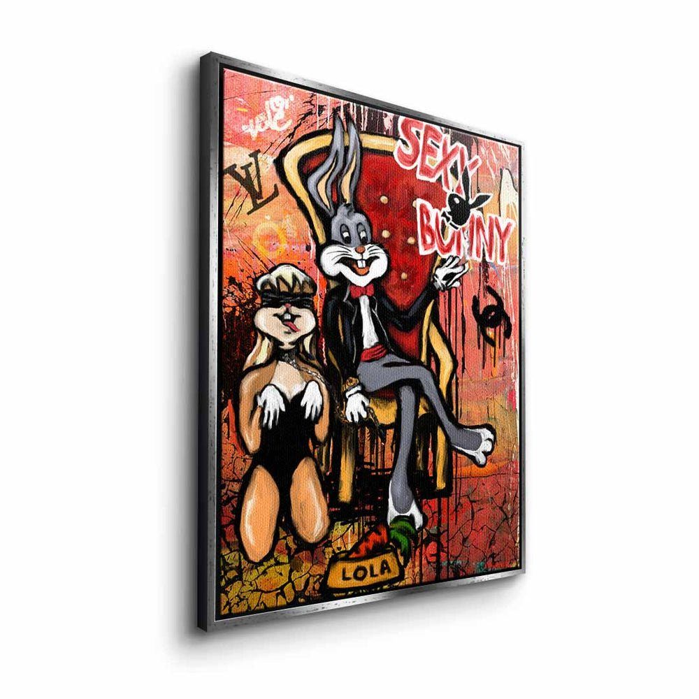 mit schwarzer premi Lola Bunny Pop Lola Art DOTCOMCANVAS® Rahmen Playboy Bunny Leinwandbild Leinwandbild, Sexy Bugs